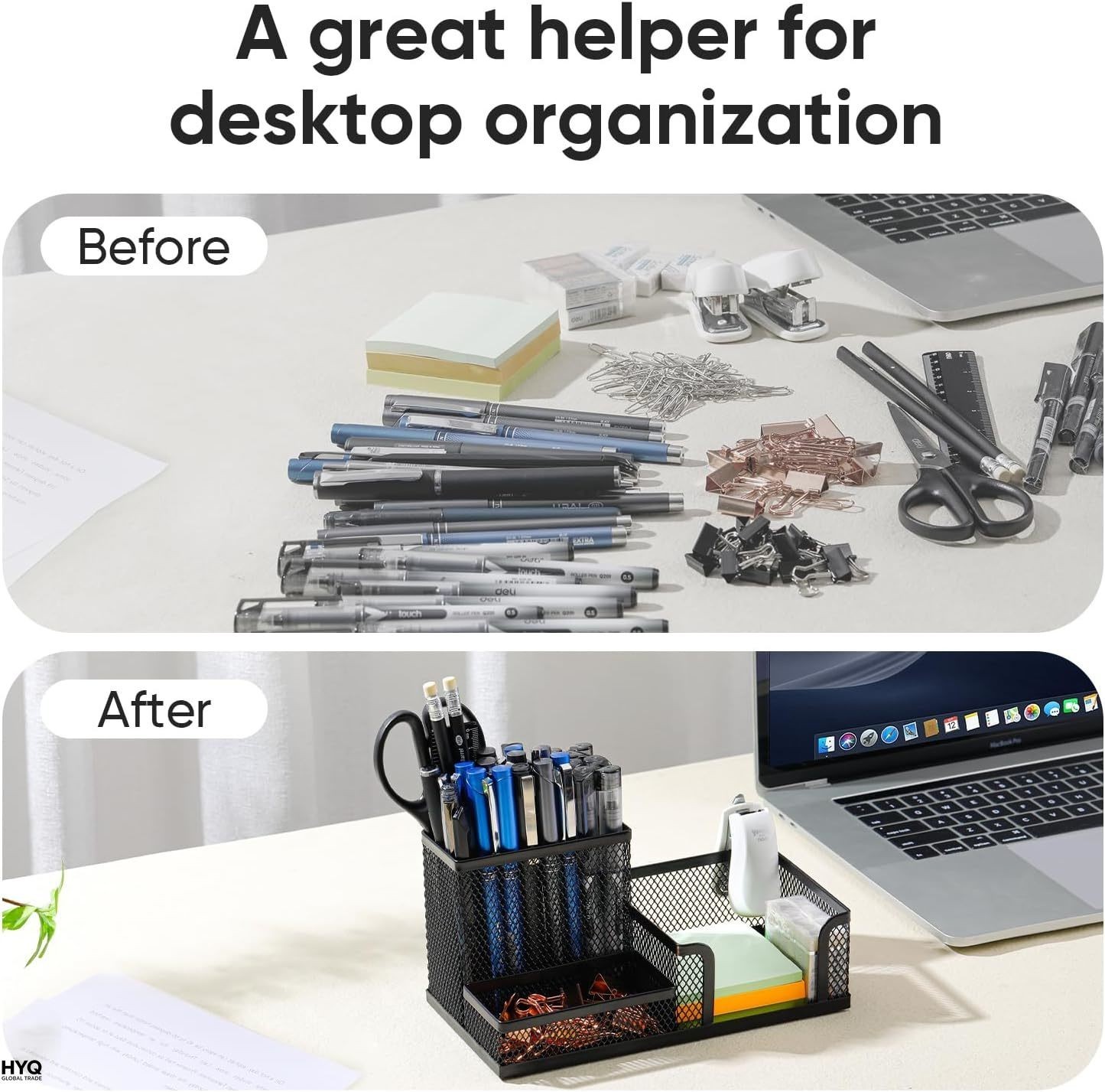 Mesh Desk Organizer Pen Holder Home Office Supplies Caddy Desktop Storage Black