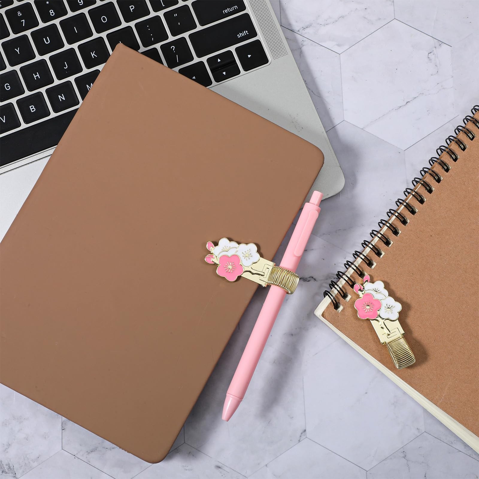 2 Pcs Pen Holder for Notebook, Adjustable Metal Pen Holder Clip Spring Loop F…