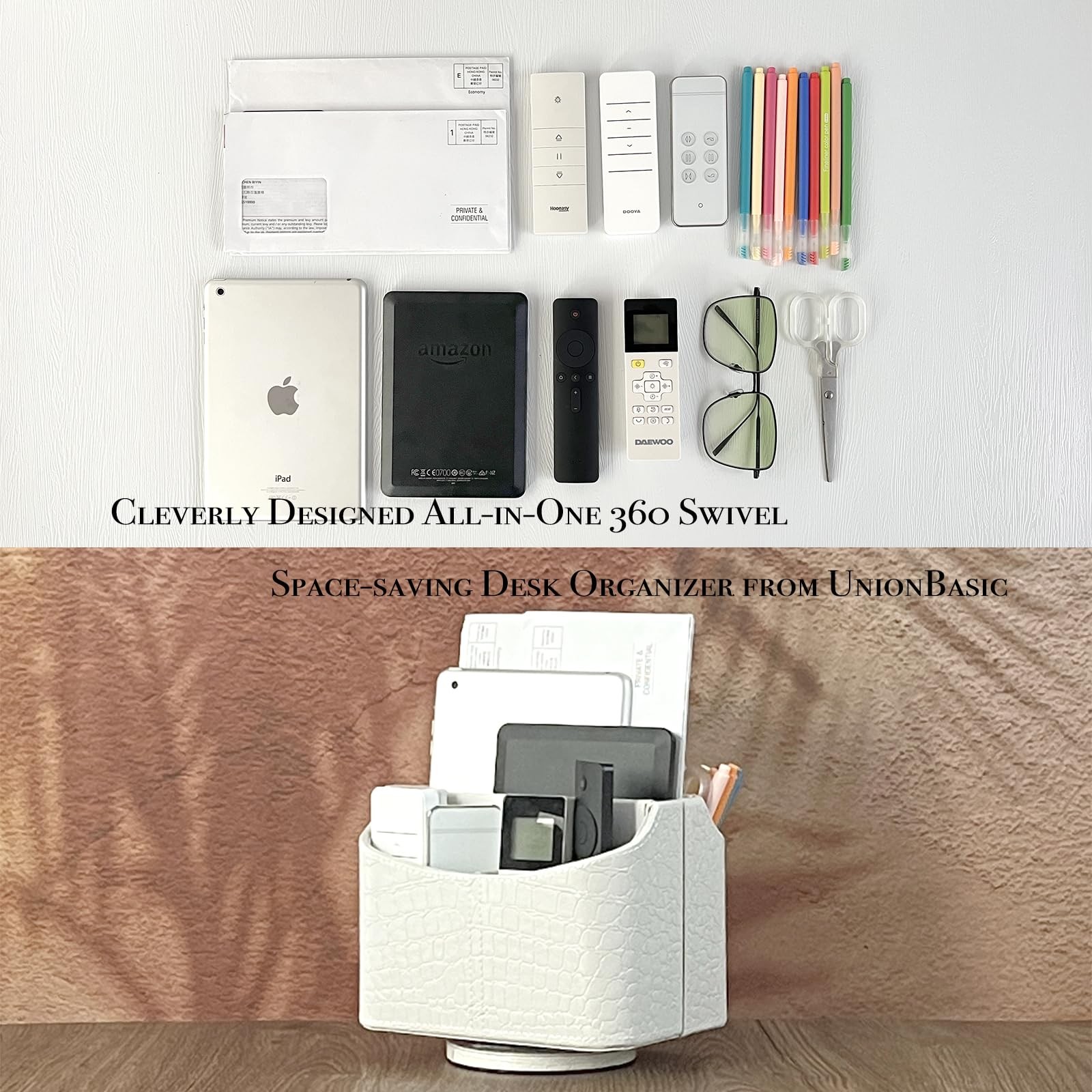 Rotating Desk Organizer, 360 Desk Spinning Caddy, Desktop TV Guide//Media/Rem…