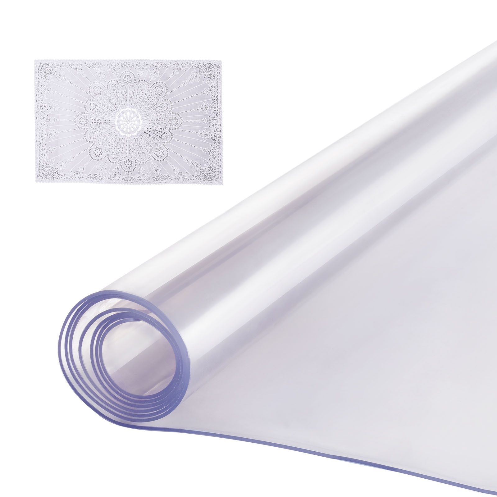 Plastic Table Cover, 24 x 48 Inch 2.0 mm Thick Clear Table Protector, Rectangle