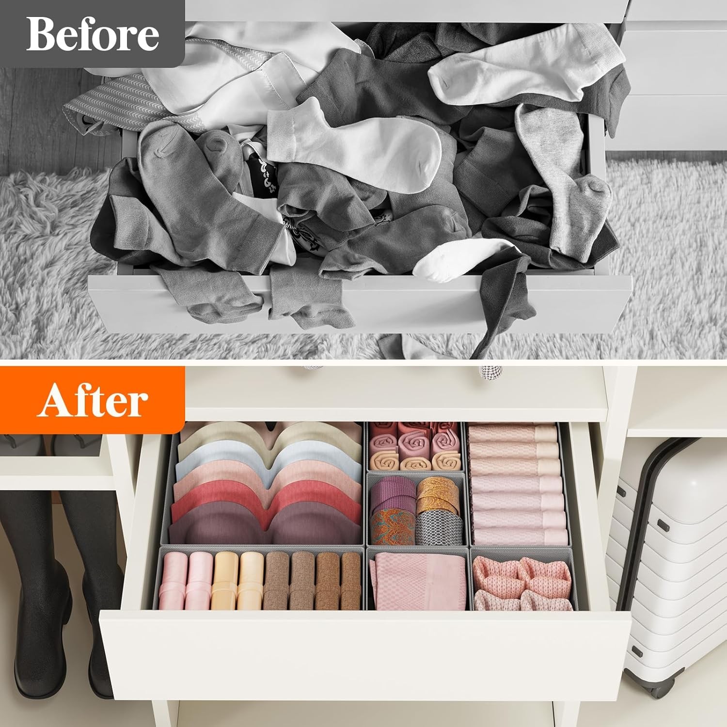 Lifewit Drawer Organizer 16 Pack Underwear Closet Dresser Dividers