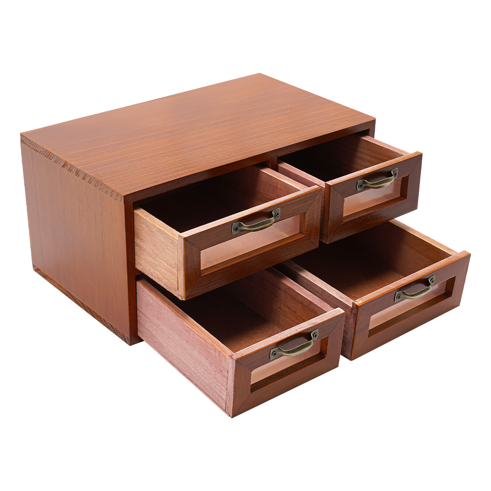 Desk Organizer with Drawers Wooden Desktop Storage Cabinet Storage Box 4 Drawer