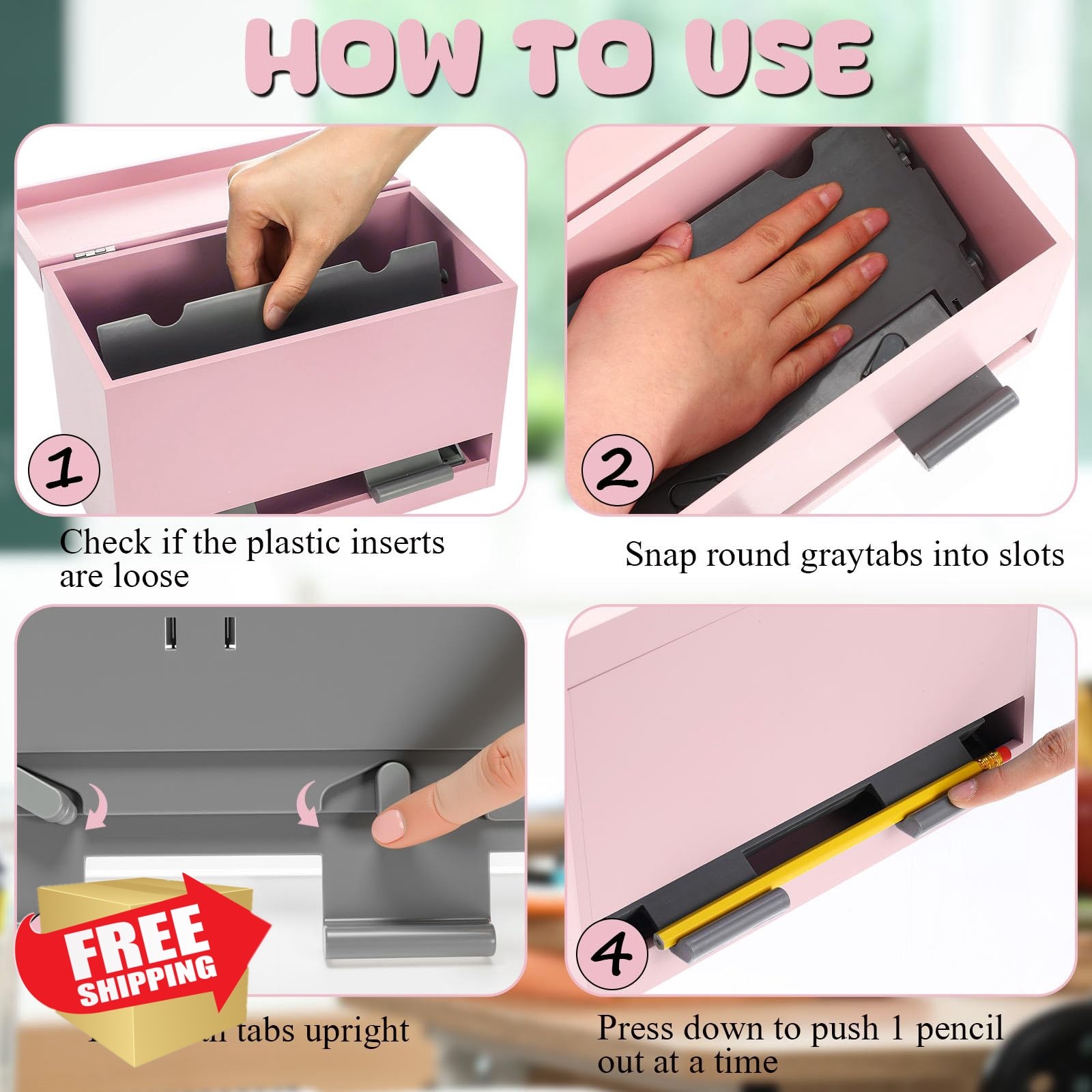 Yalikop 1 Wood Pencil Dispenser Pink