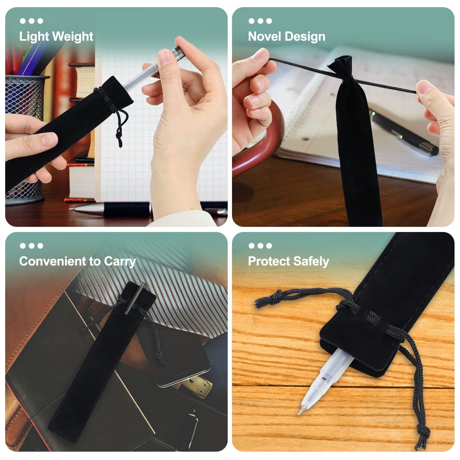 WFPLUS 50 Pieces Velvet Pen Pouch with Drawstring Pencil Sleeve Holders Pen B…