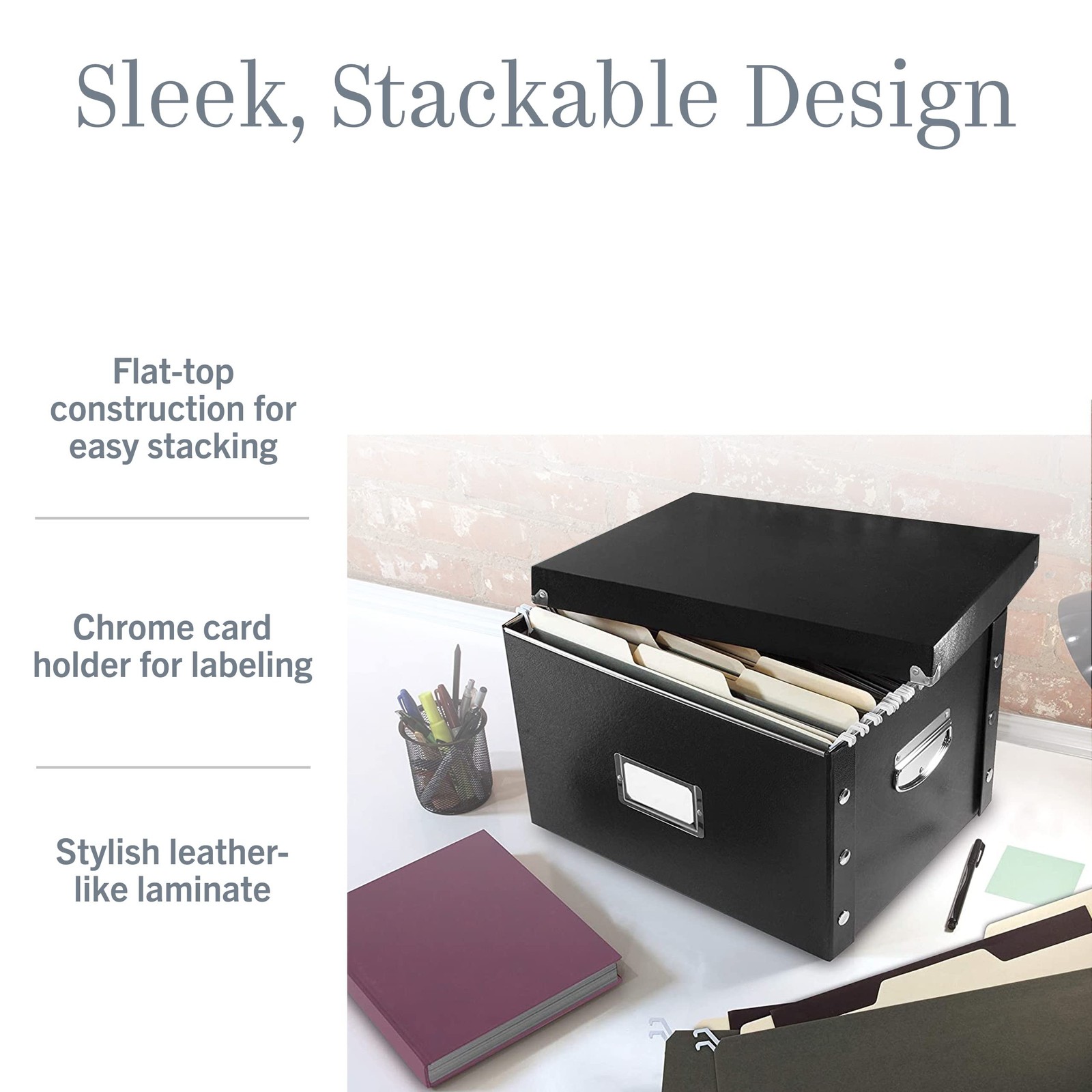 Snap-N-Store File Storage Box & Organizer – 1 Pack – 16.125 x 1 Pack, Black