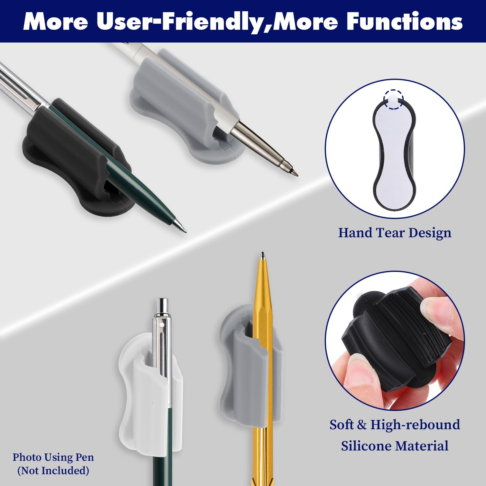 6 Pcs Adhesive Pen Holder for Wall, Sticky Silicone Desk Pencil Holder Marker…