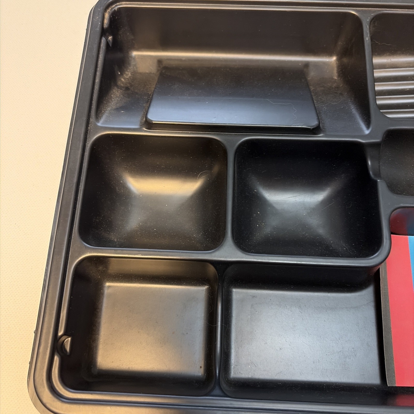 VTG Keene Desk Drawer Tray Black Plastic Sticker Made In USA Newell Office Rare