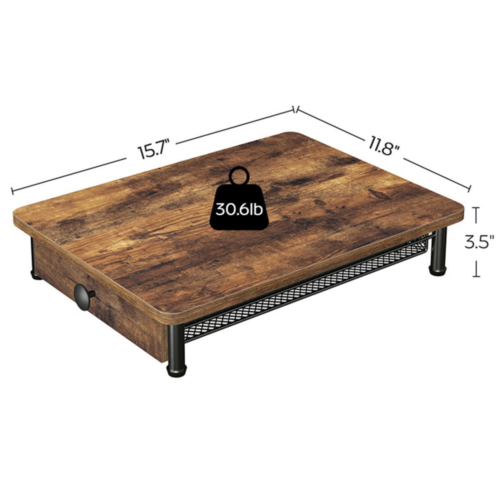 YATINEY Coffee Pod Drawer Holder, 11.8″ x 15.7″ x 3.5″, Rustic Brown + Black