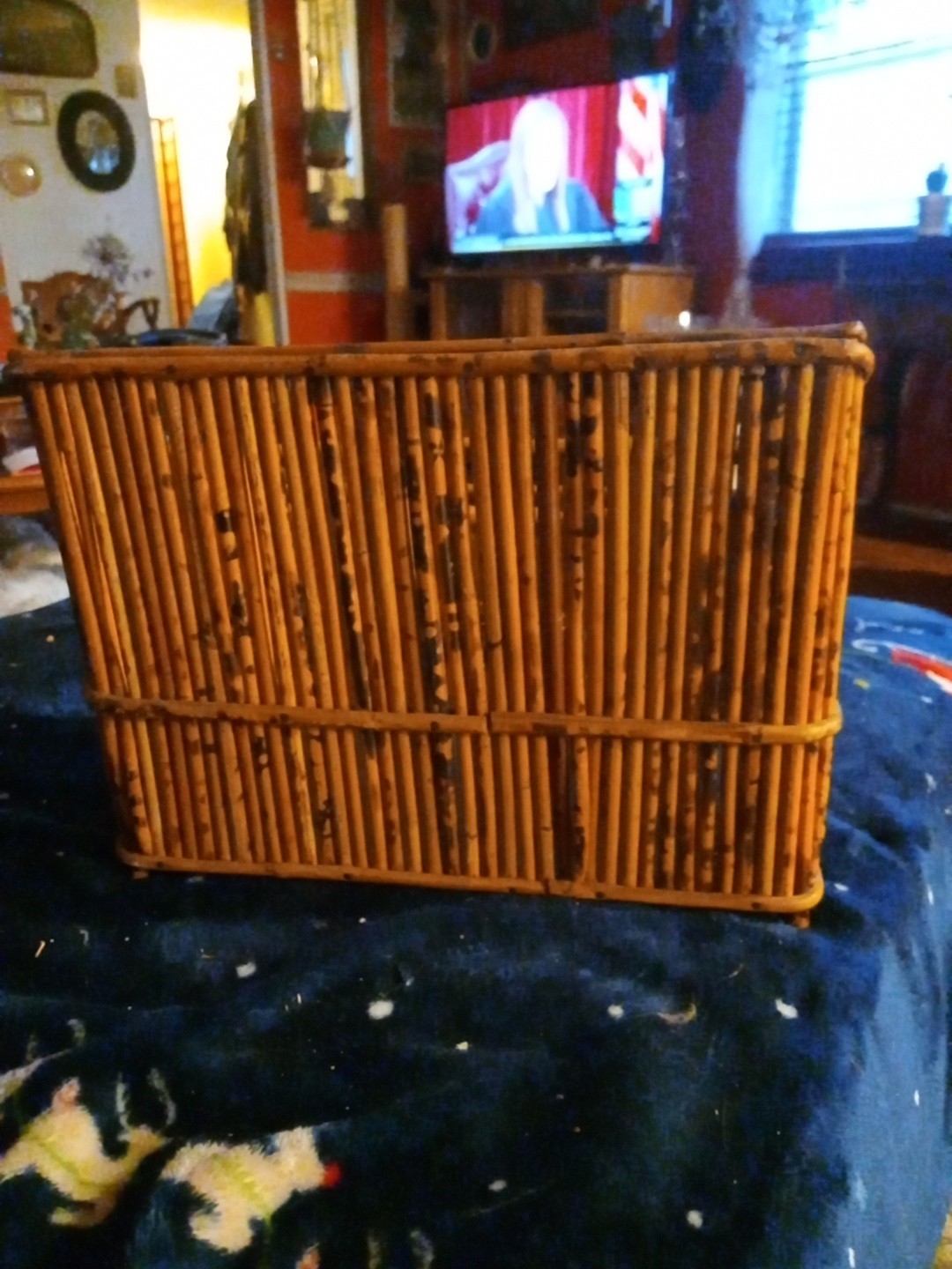 Vintage Bamboo Rattan Desk Mail Letter Holder Organizer