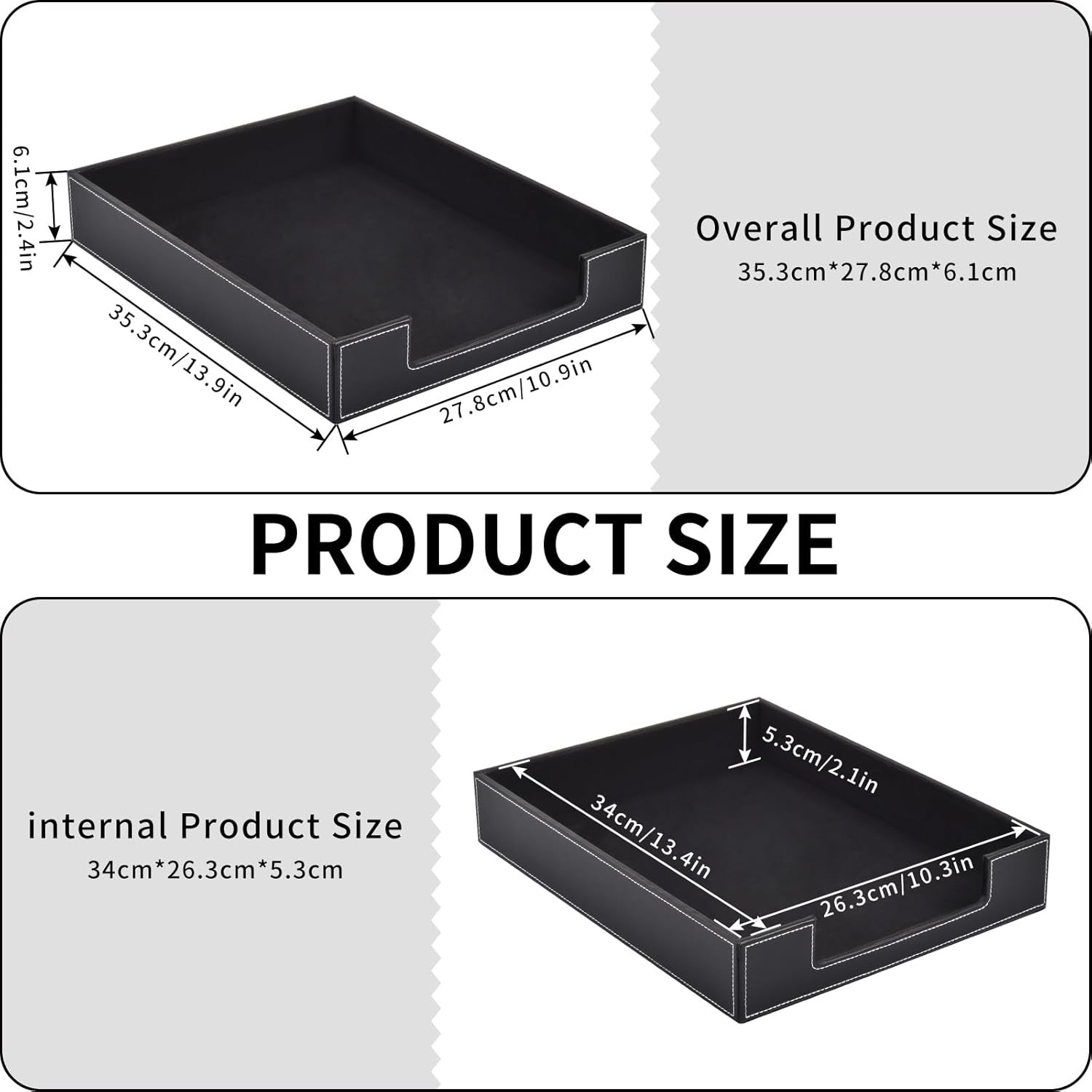 Luxury Leather Letter Tray – Elegant Desk Organizer for Mail & Accessories, Blac