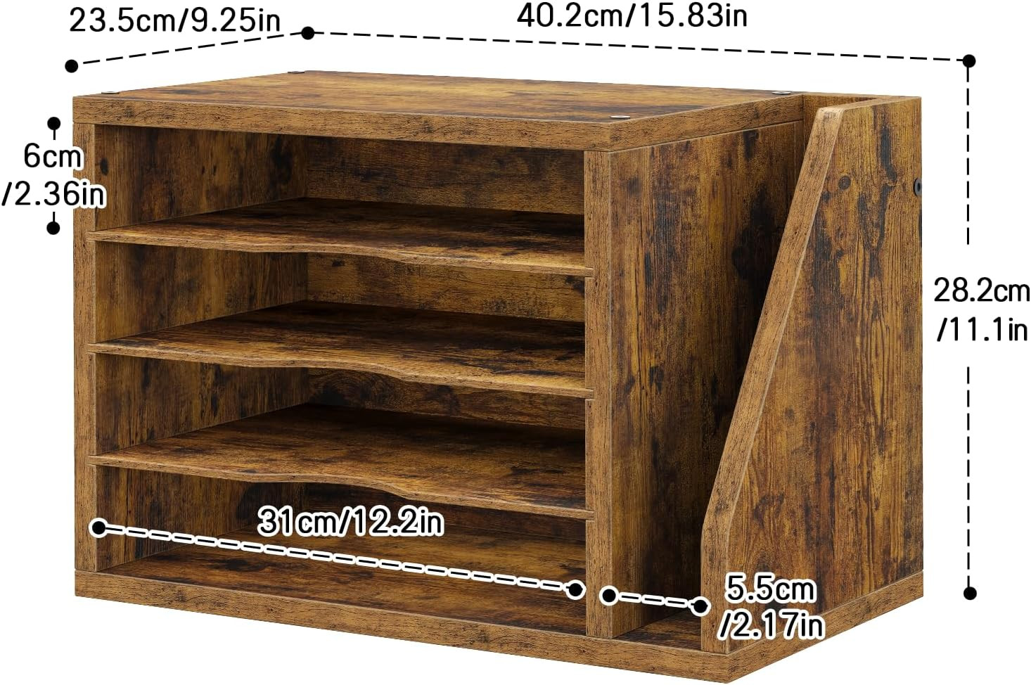 Creso Hom Mail Sorter, File Organizer Desktop, Wood Desk Organizer with 3 Adjust