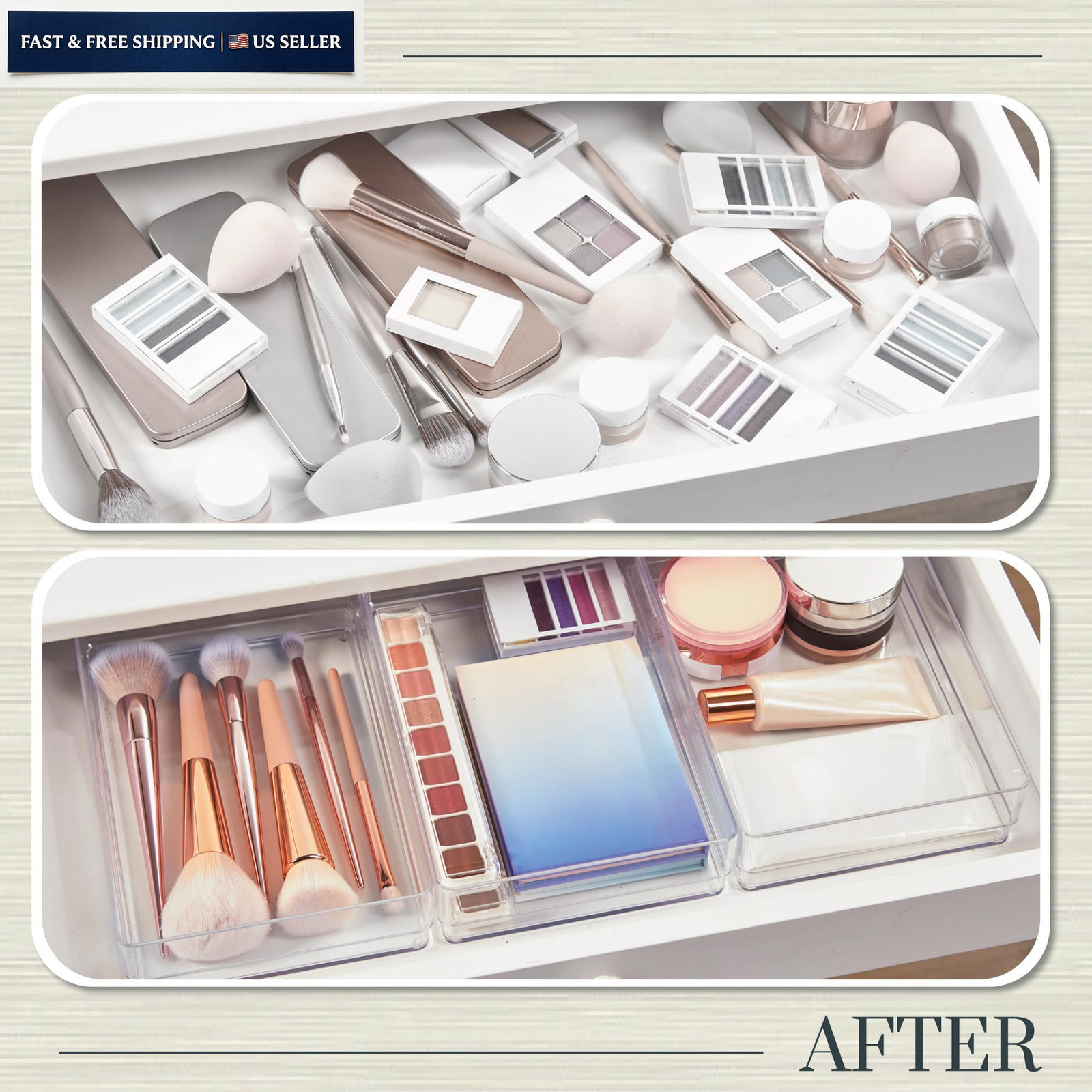 STORi SimpleSort 3-Piece Stackable Clear Drawer Organizer Set | 9x6x2″,