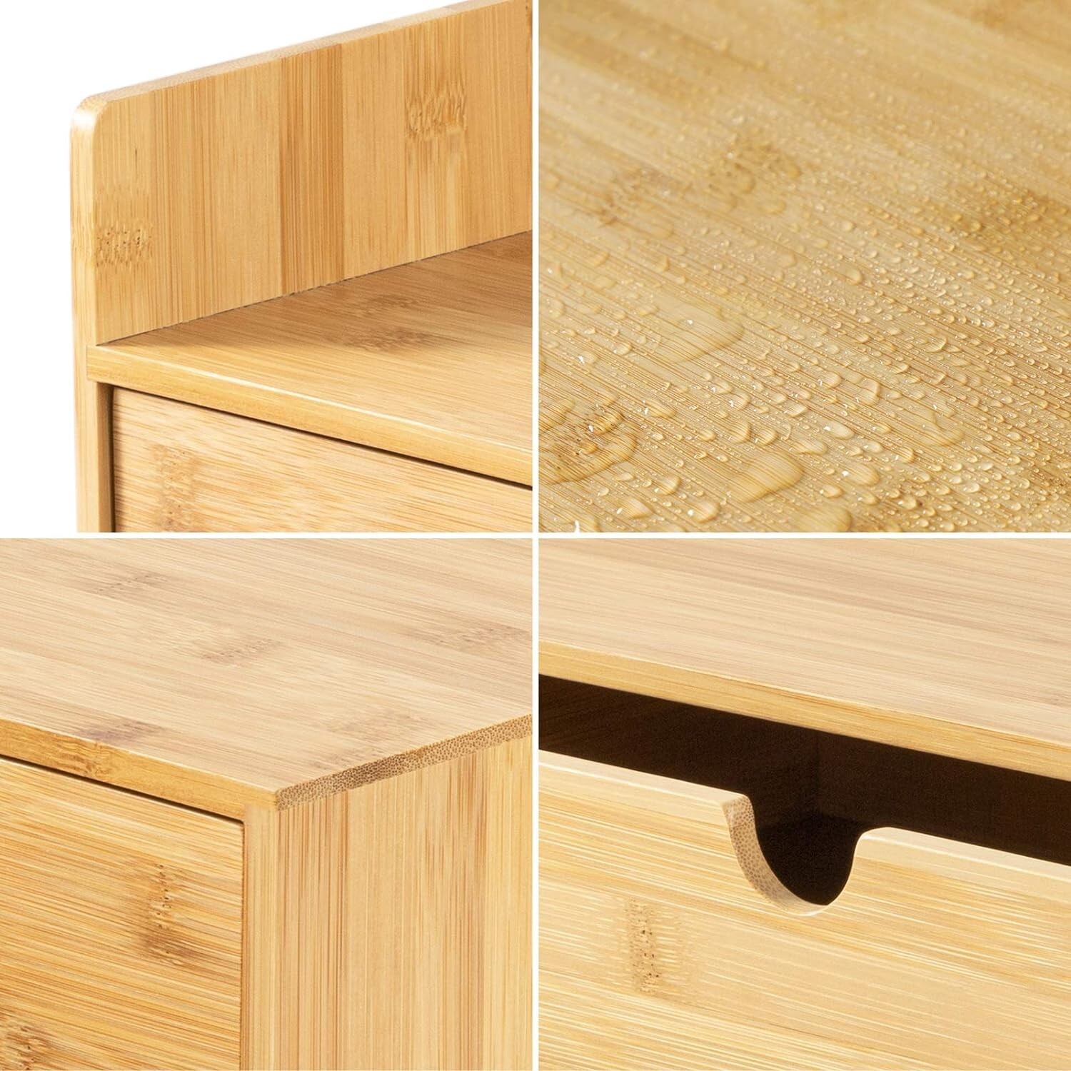 Bamboo Desk Organizer: 3 Drawer with Shelf – Eco-friendly – No Assembly Required