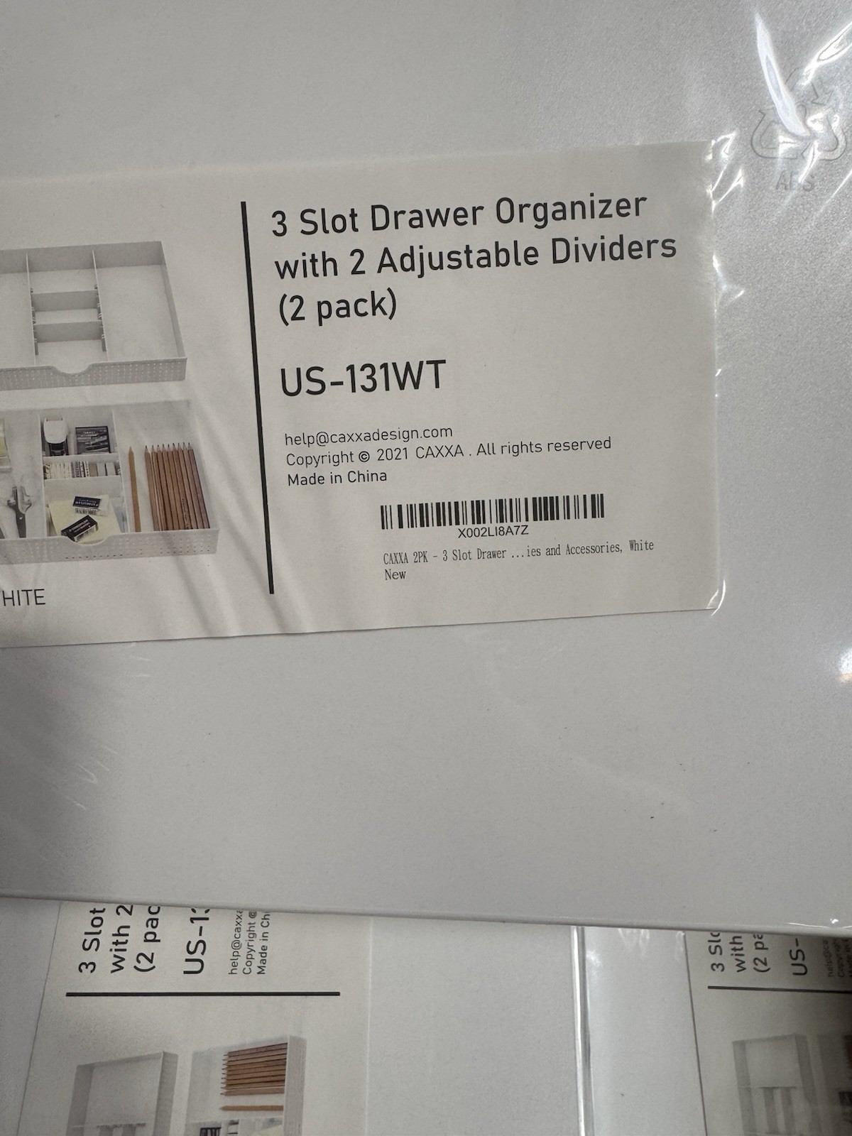 (Lot Of 2) 3 Slot Drawer Organizer Two Adjustable Dividers -2pcs Each(total 4)