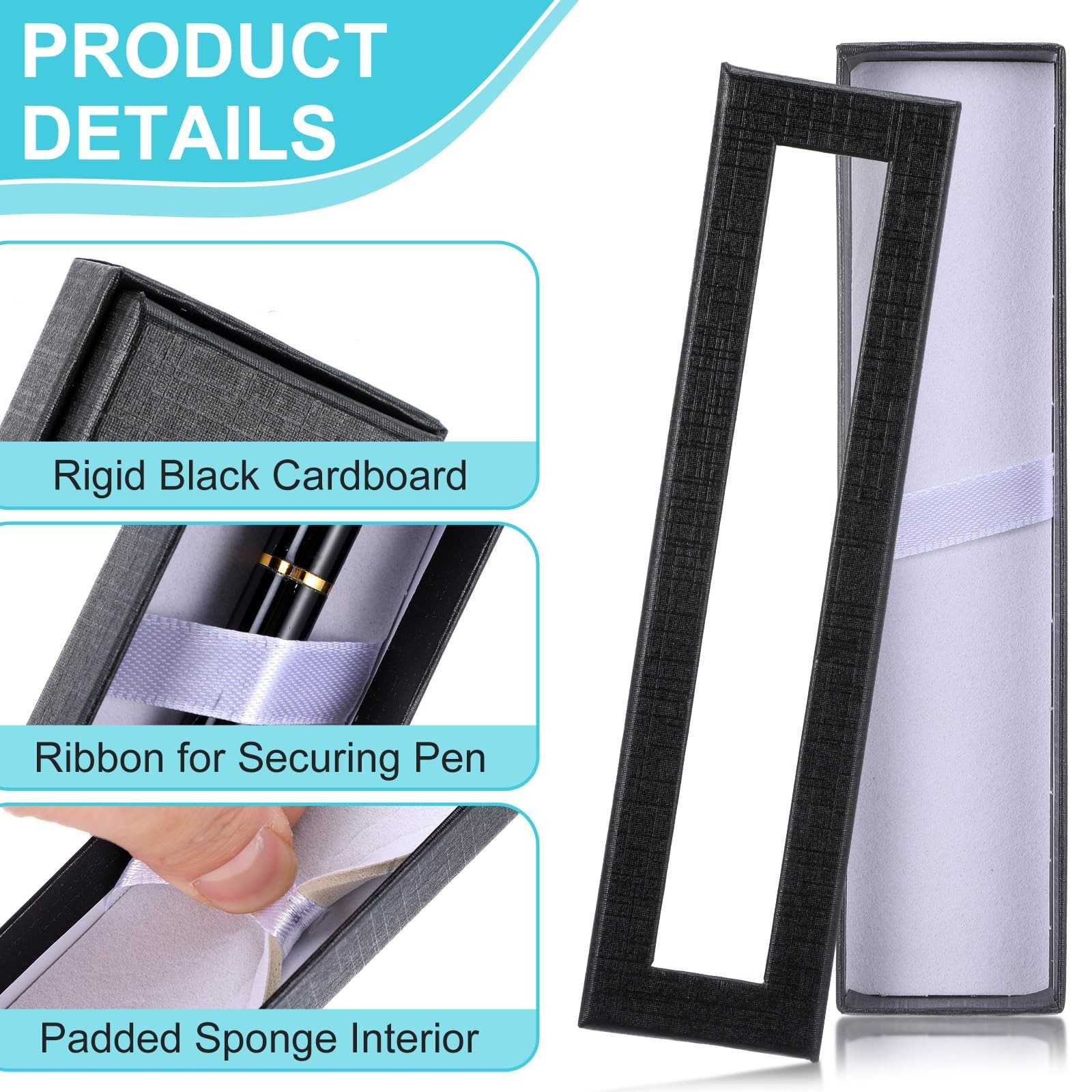 HOFURME 12 Pieces Empty Pen Gift Box Black 6.89 x 1.78 x 0.79 inches