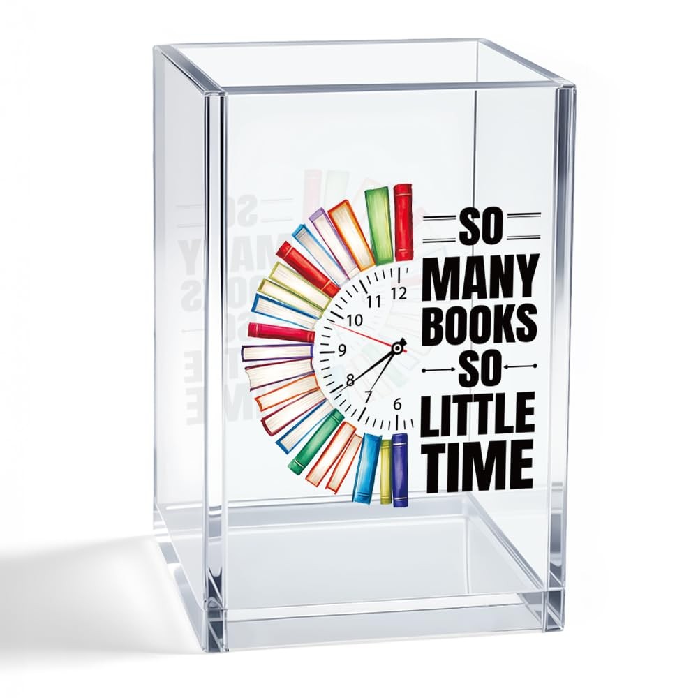 So Many Books So Little Time Acrylic Cosmetic Pencil Pen Holder Cup, Funny Bo…
