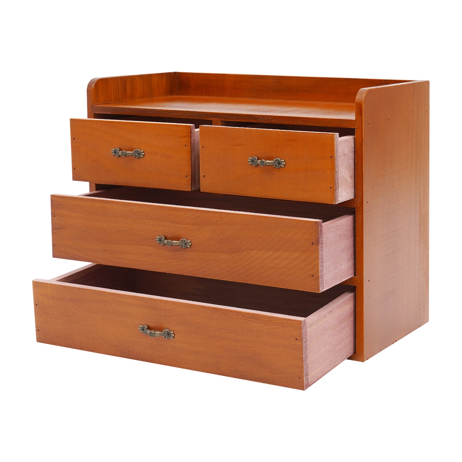 Retro Desk Drawer Organizer, Brown Desktop Organizer with Drawers, Storage Box