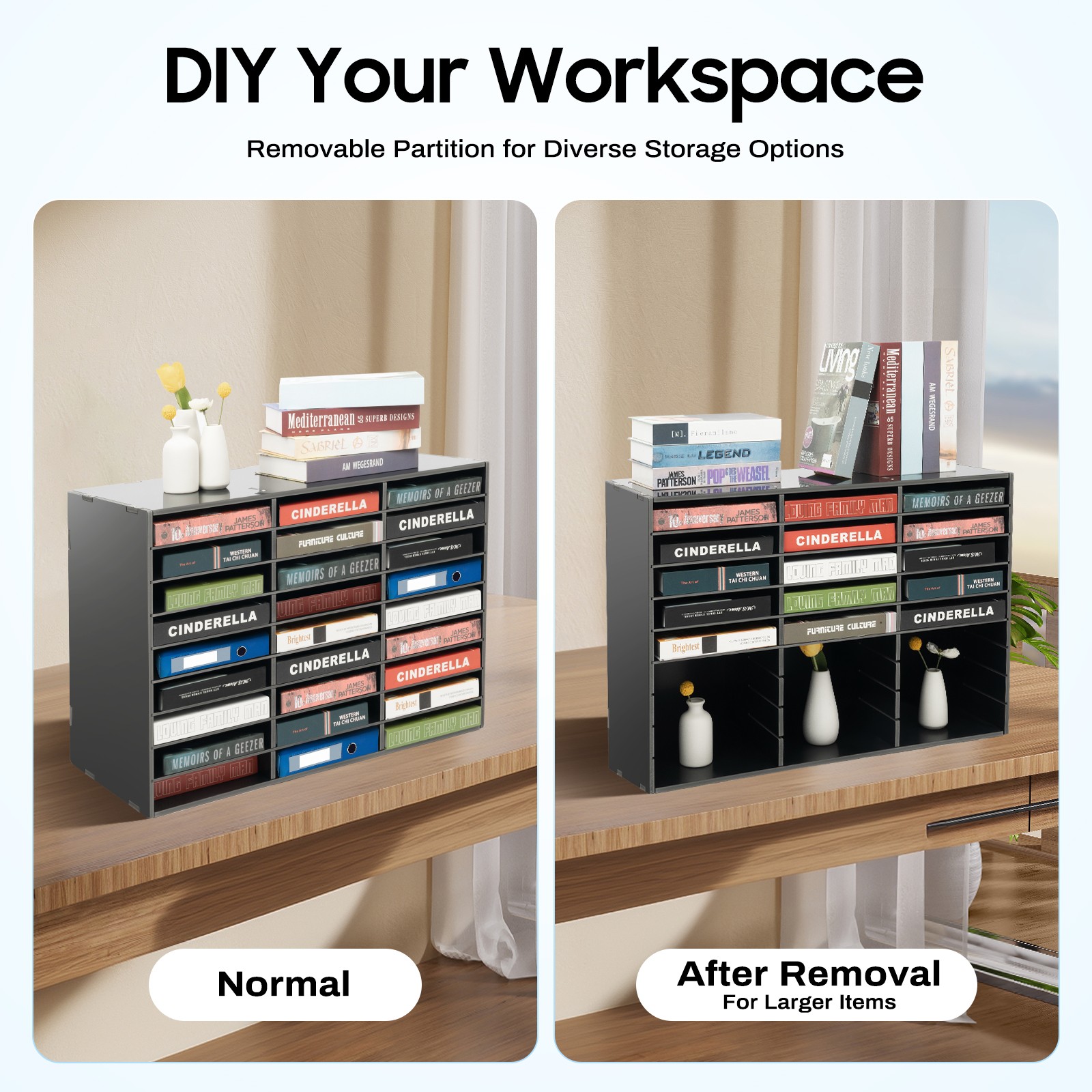 27 Slots File Sorter Literature Organizer Mail Paper Storage Holder Open Design