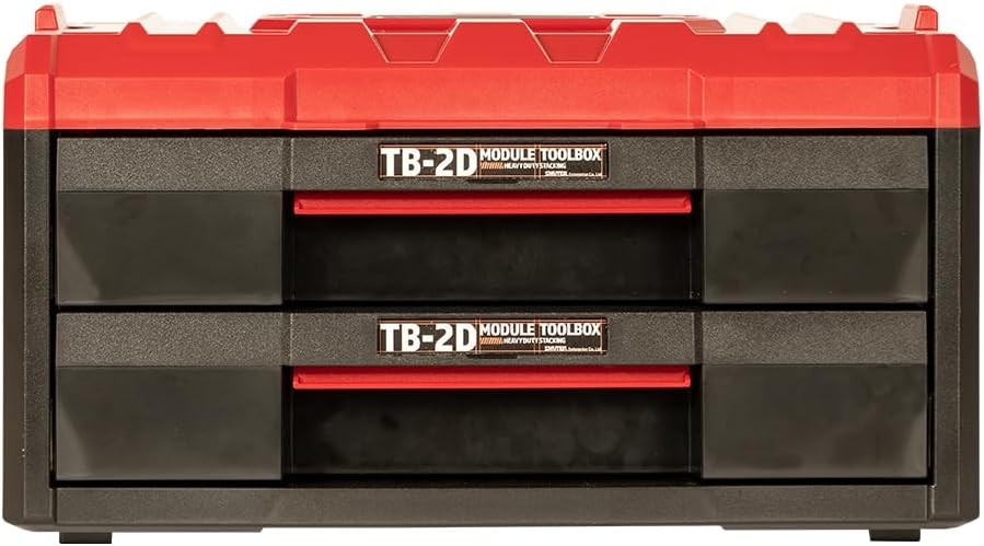 2-Tier Stackable Tool Box W/ Drawers ABS Plastic Storage Chest W/ One-Touch