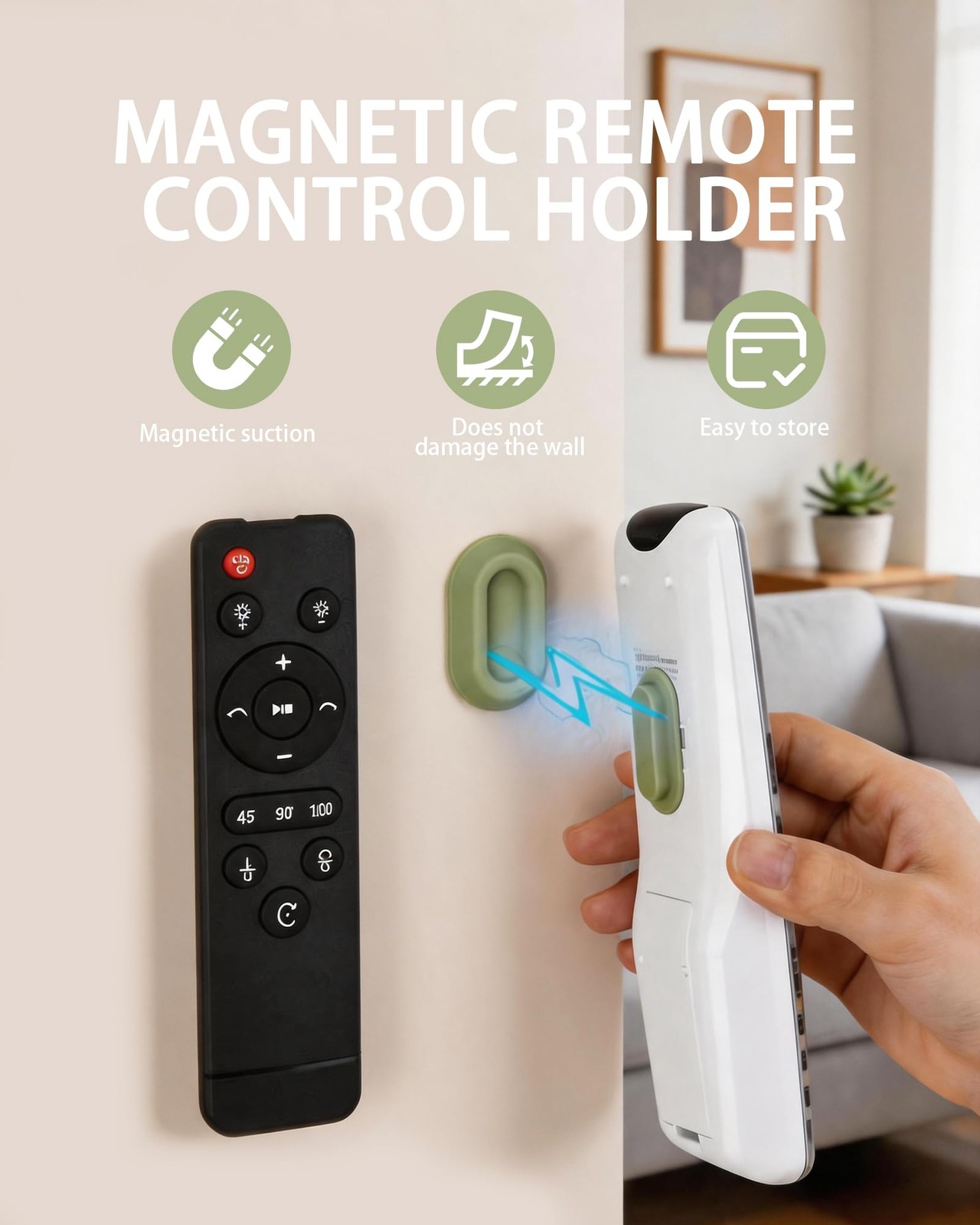 4-Pack Magnetic Remote Control Holder – Silicone Wall Mount Organizer with Se…