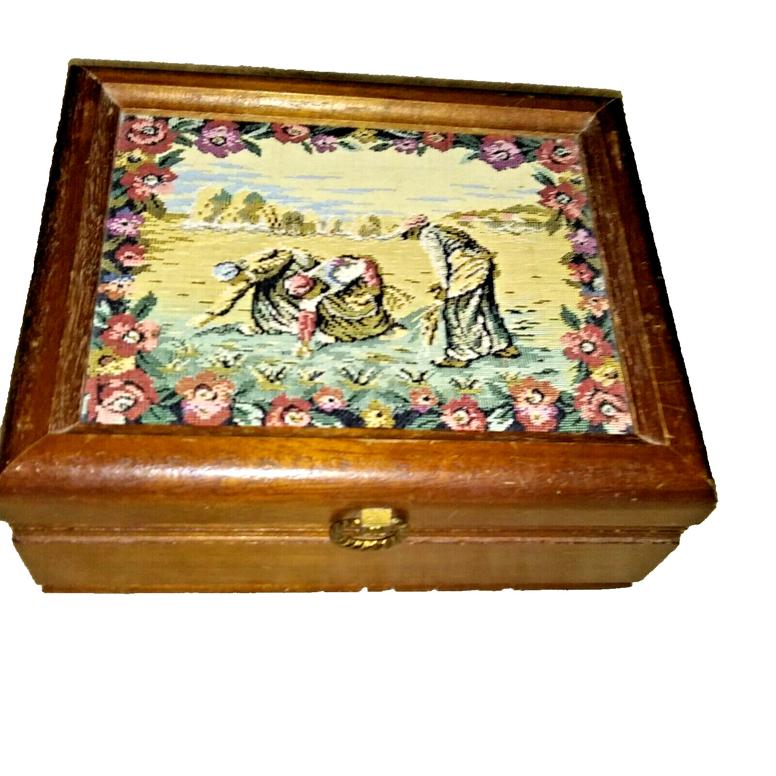 Himark Japan Jewelry Box Tapestry Canvas Wood Box with tray insert