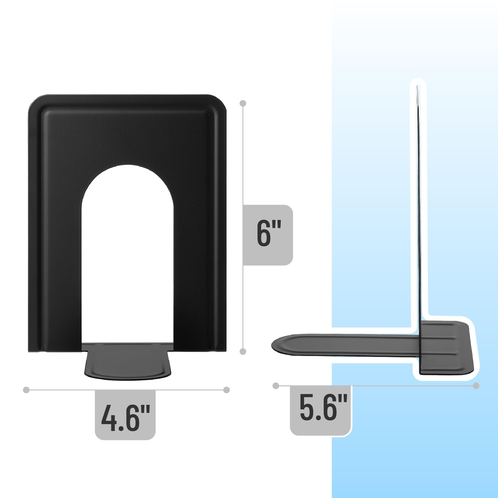 Mr. Pen- Book Ends, 8 Pack, Black, Heavy Duty Metal Bookends 8 Black