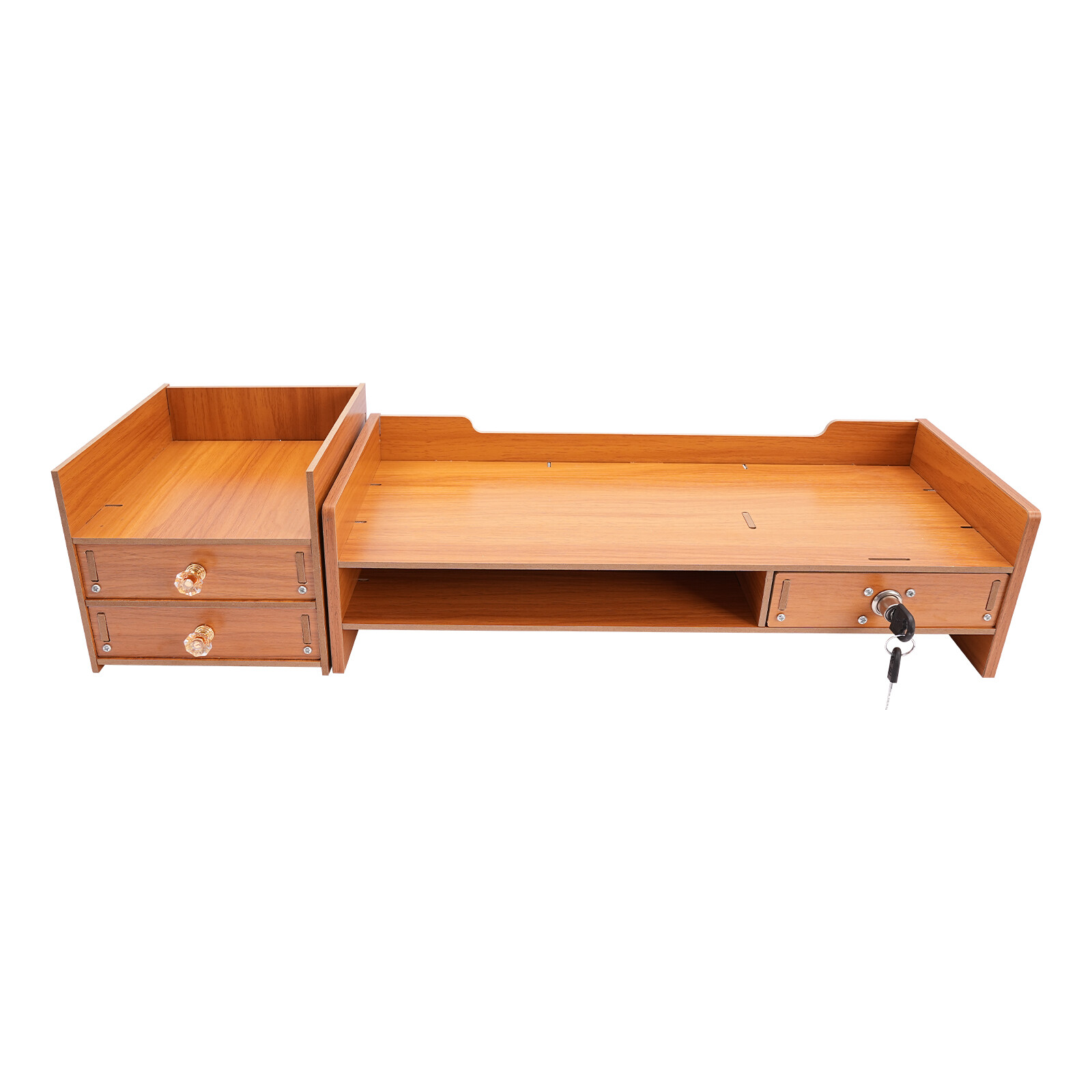Wooden Desk Organizer with Drawers Office Supplies Computer Desktop Tabletop