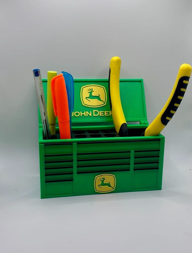 John Deere Desk Organizer – Mini Toolbox Pen Holder | Office & Workshop Gift