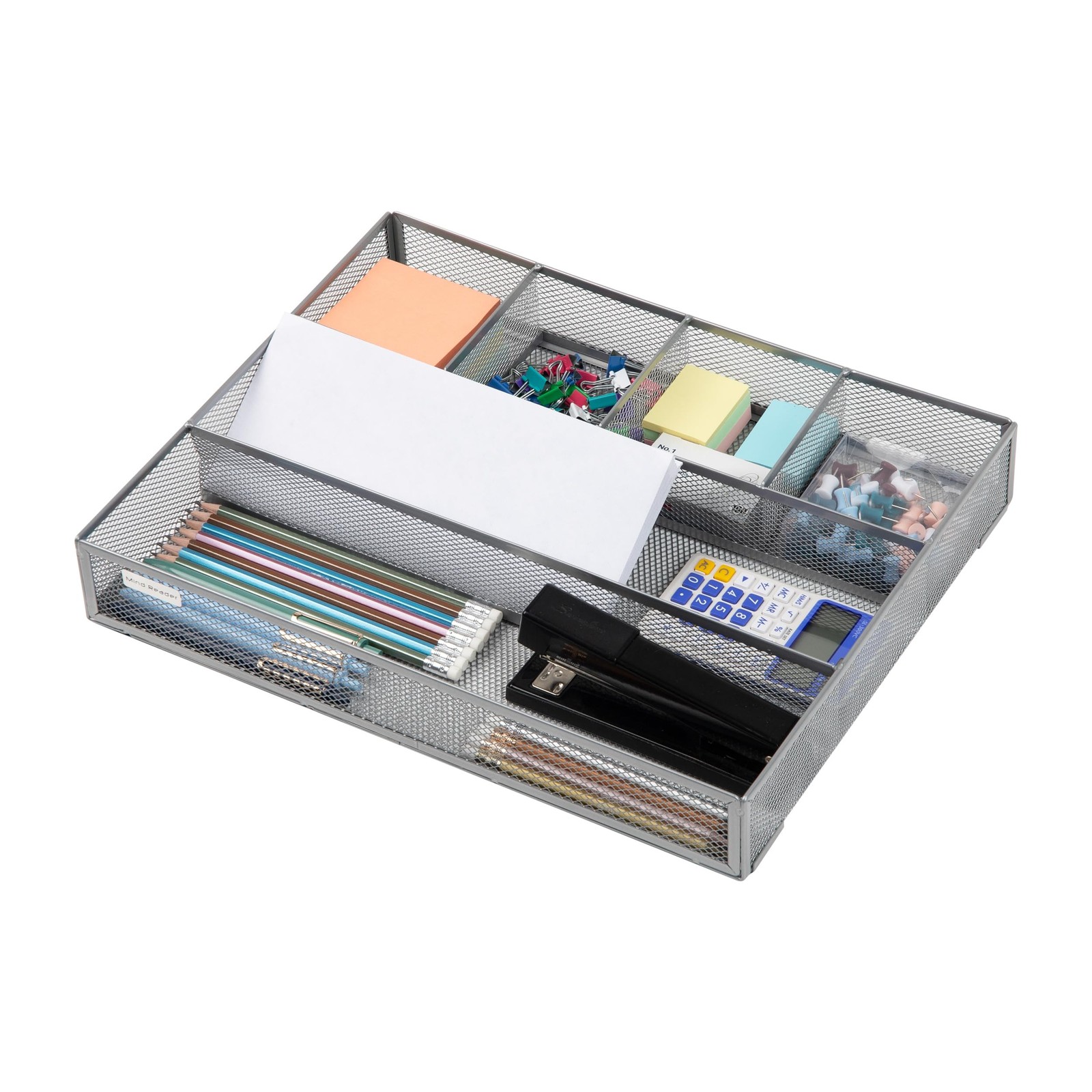 2 Pack Silver Metal Mesh Desk Drawer Organizer Utensil Organizer Tray