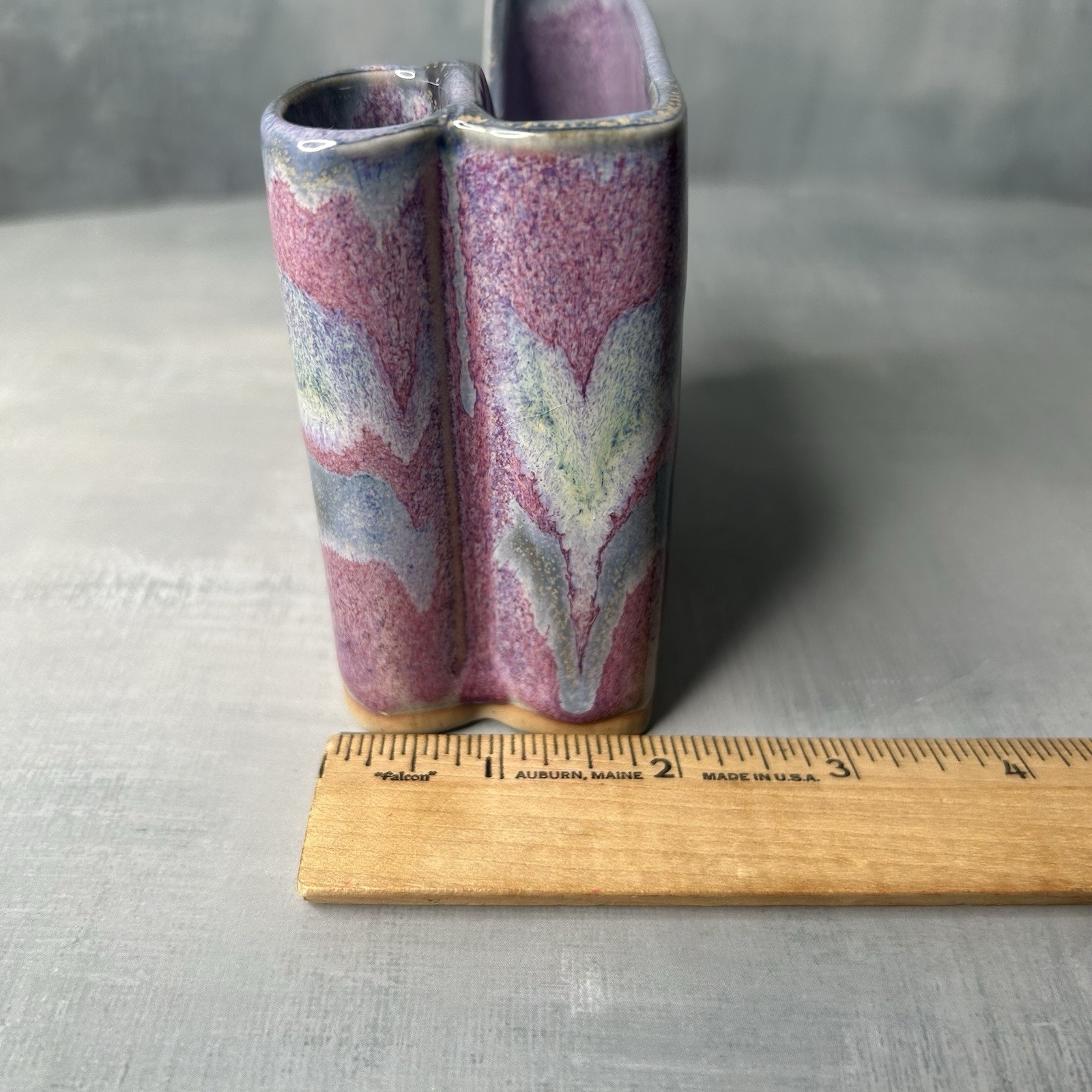 Bay Pottery Handmade Stoneware Purple Rose Glaze Pencil Pen Post-It Note Holder