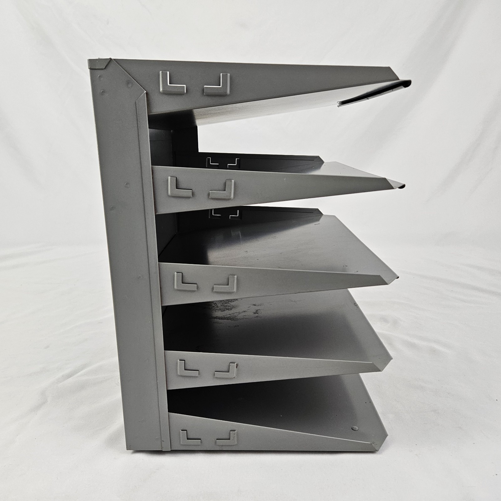 Steel Desk Top File Organizer Letter Sorter Mid-Century Modern Gray Vintage MCM