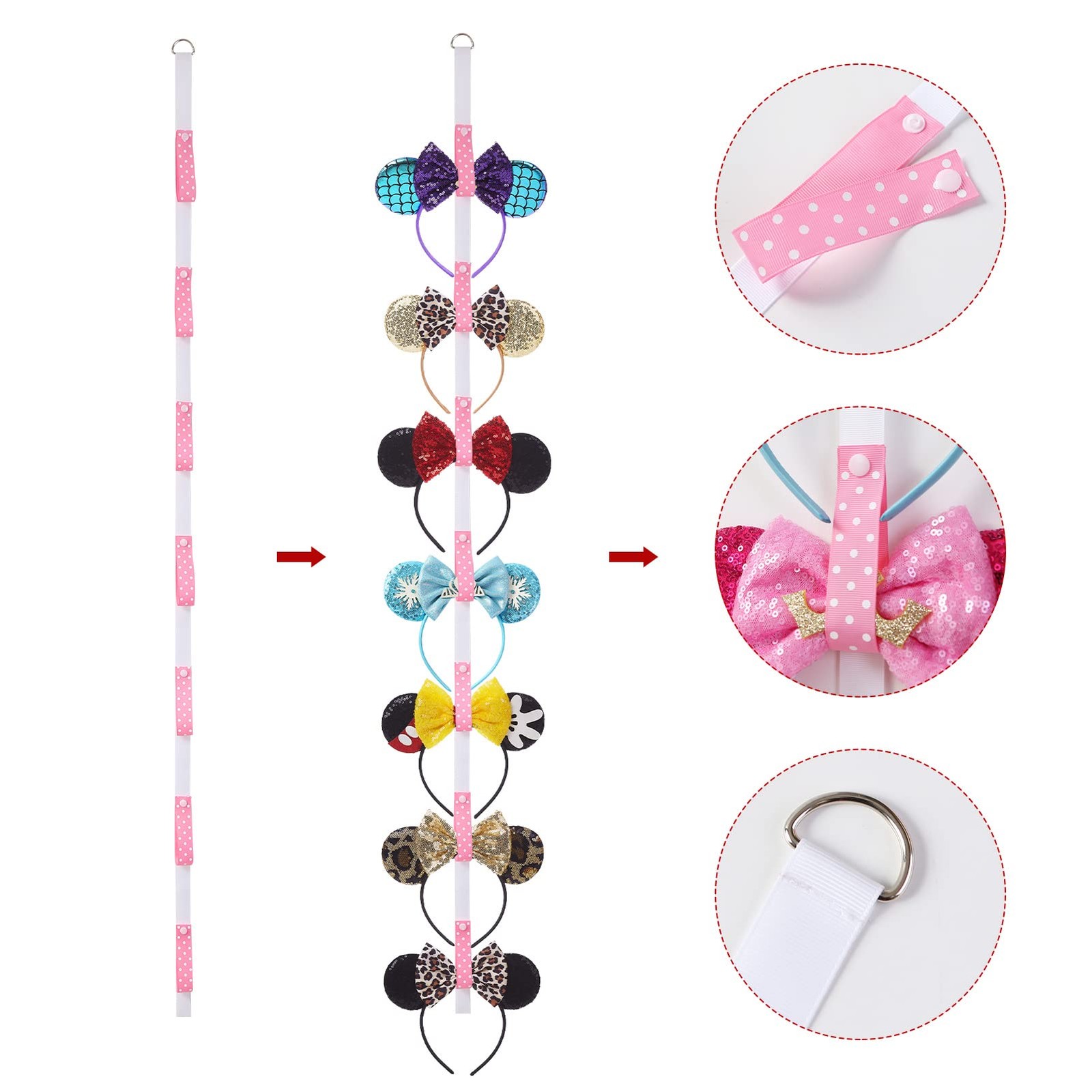 3Pcs Mouse Ears Headband Holder Headpiece Hanger 3PCS,