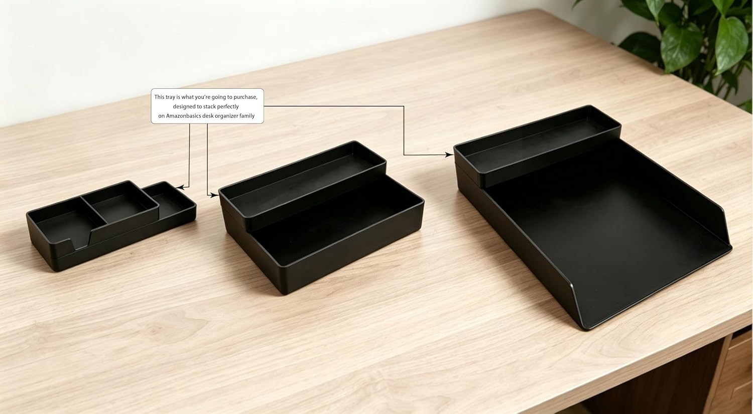 Elegant Plastic Half Accessory Tray for Efficient Workspace Organization, Black