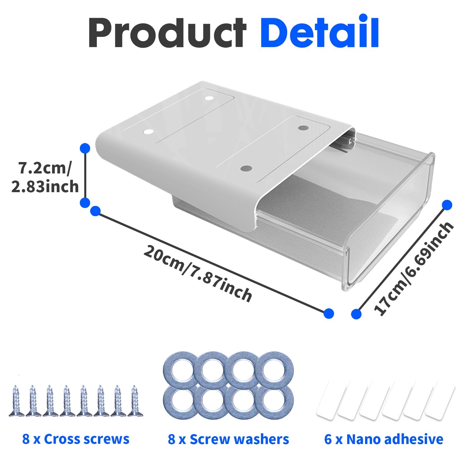 Self-adhesive Under Desk Drawer, 2 Packs Table Hidden Organizer Slide Out Lar…