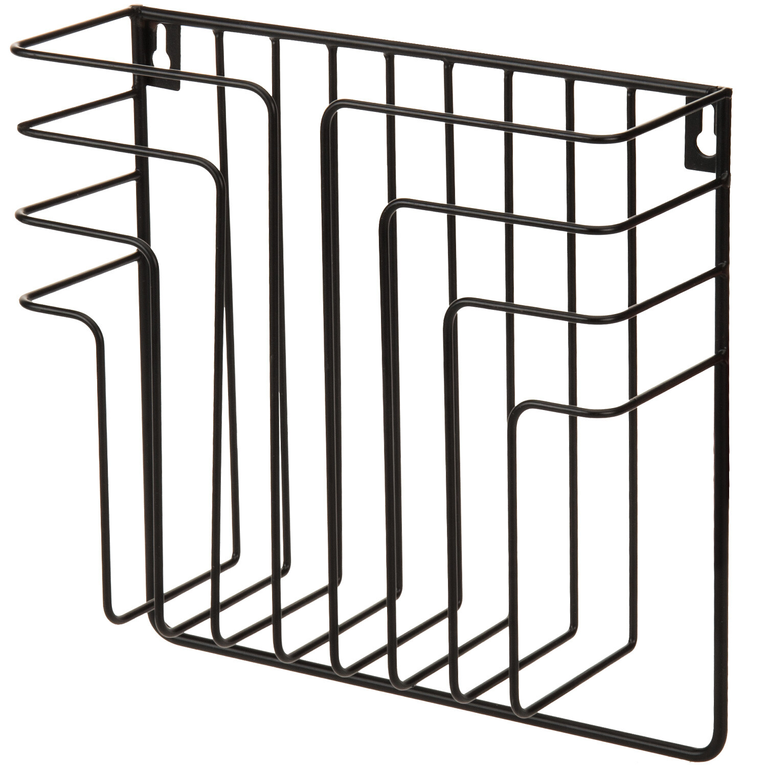 MyGift Modern Black Metal Wire Wall Mounted Magazine and File Folder Holder Rack