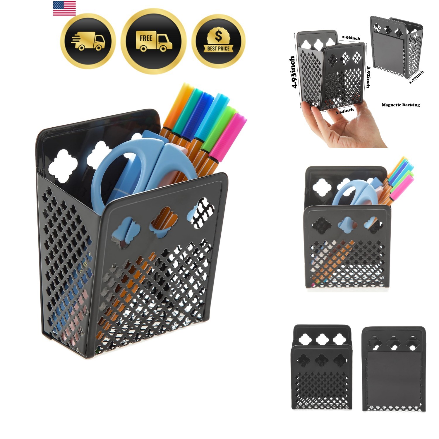 Magnetic Pen Holder, Mesh Metal Strong Magnet Dry Erase Marker Holder Pencil …