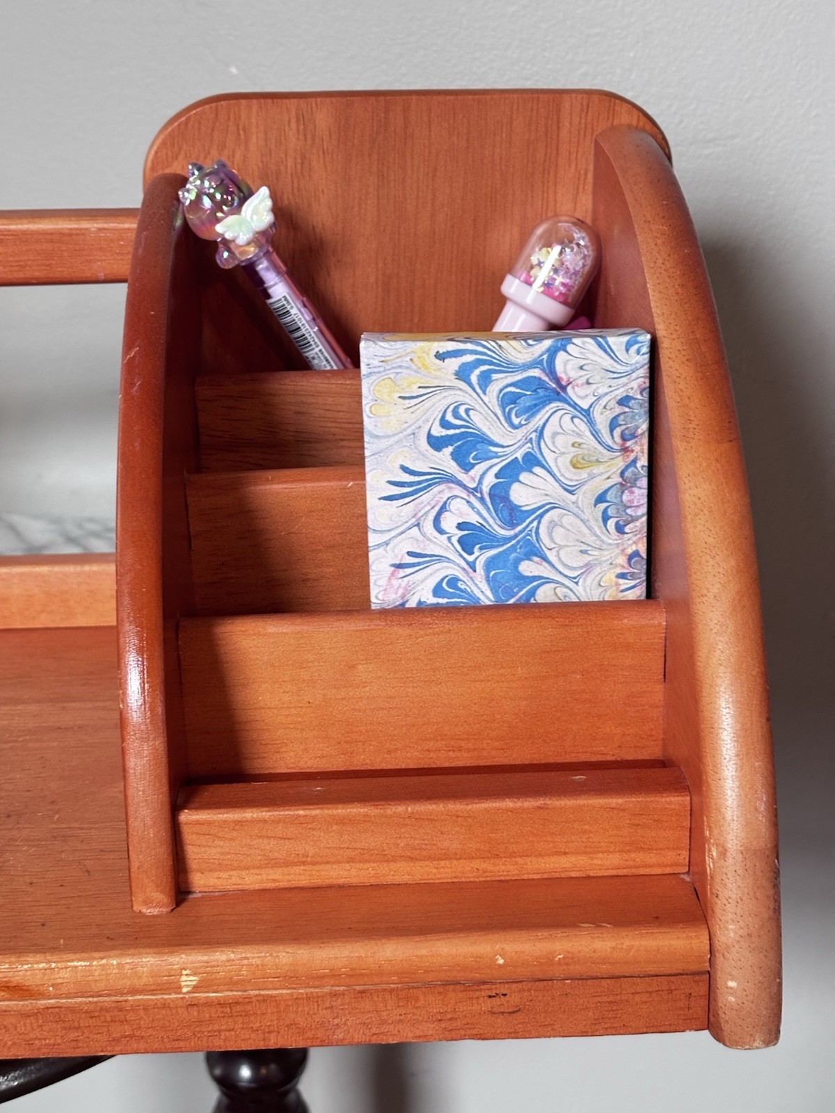 Vintage Wood Desk Organizer- Oak