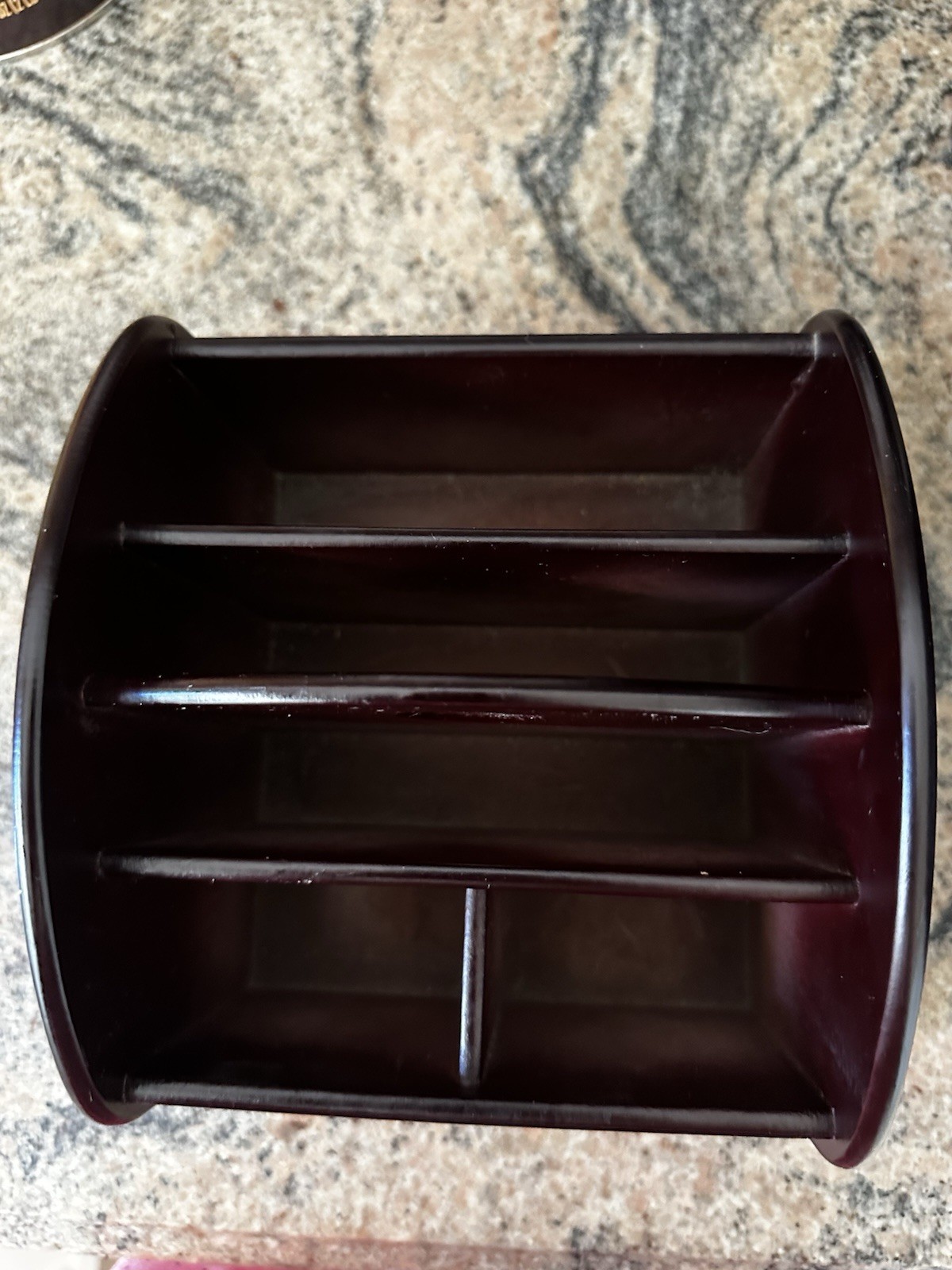 Wooden Desk Top Caddy Compact Space Saver 5 Sections Multi Functional Swivels
