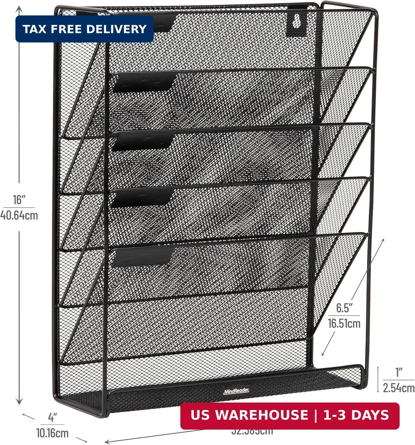 Mind Reader 5-Pocket Vertical File Storage, Desktop Organizer, Wall Mount, Offic