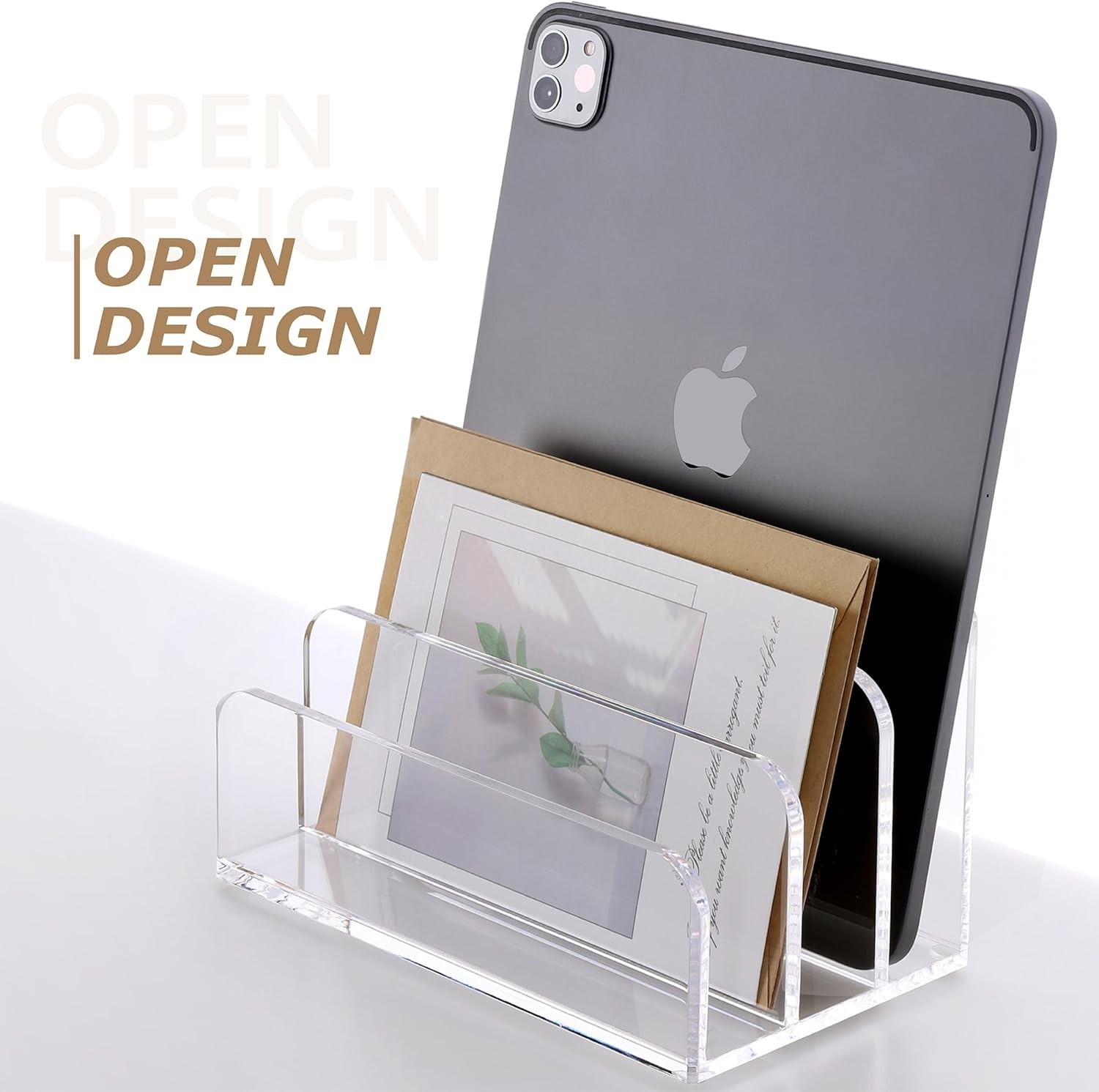 Elegant Acrylic Mail Sorter with 3 Laddered Compartments for Organized Desktops
