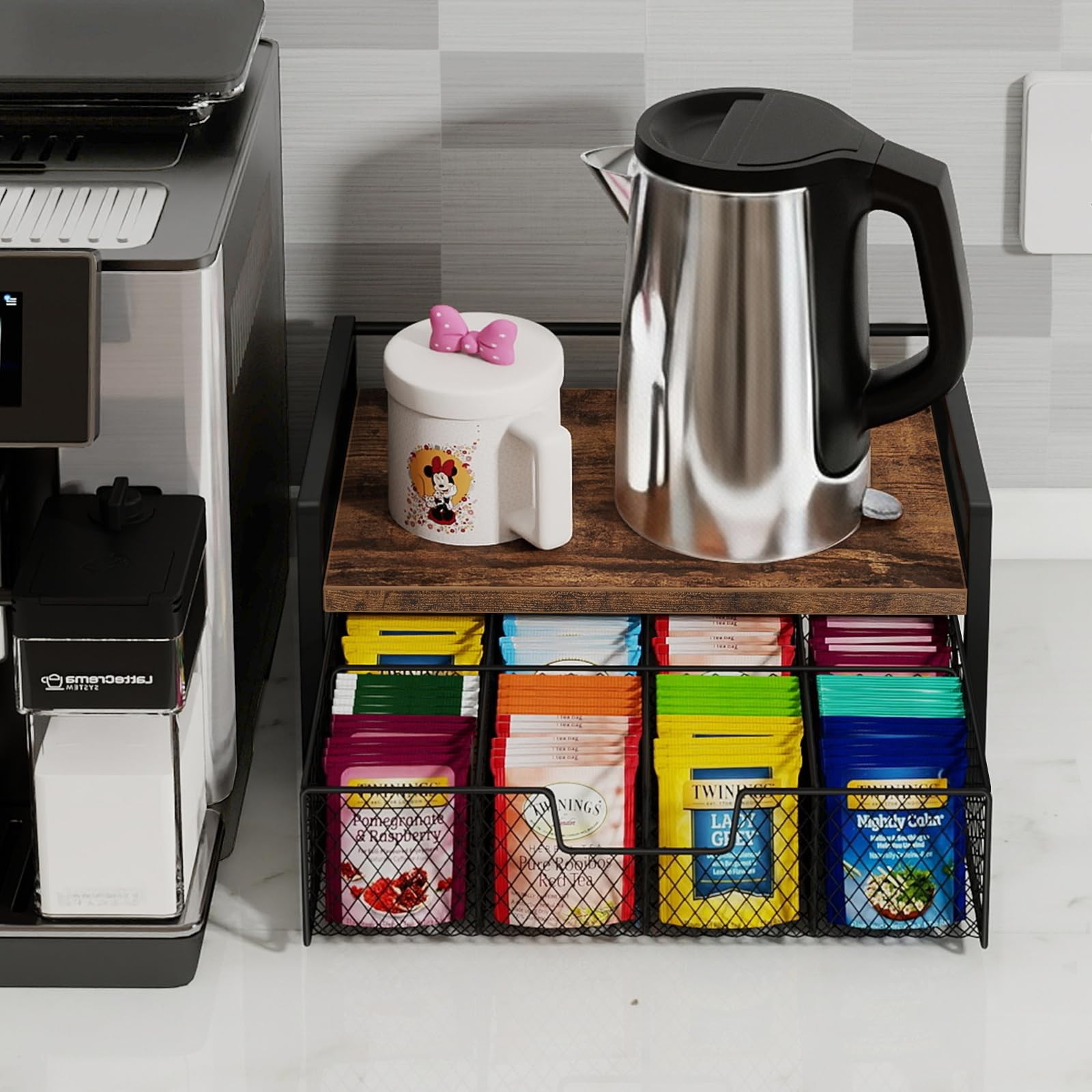 BCOZLUX Tea Bag Organizer, Wooden Organizers and Storage Box Rustic Brown