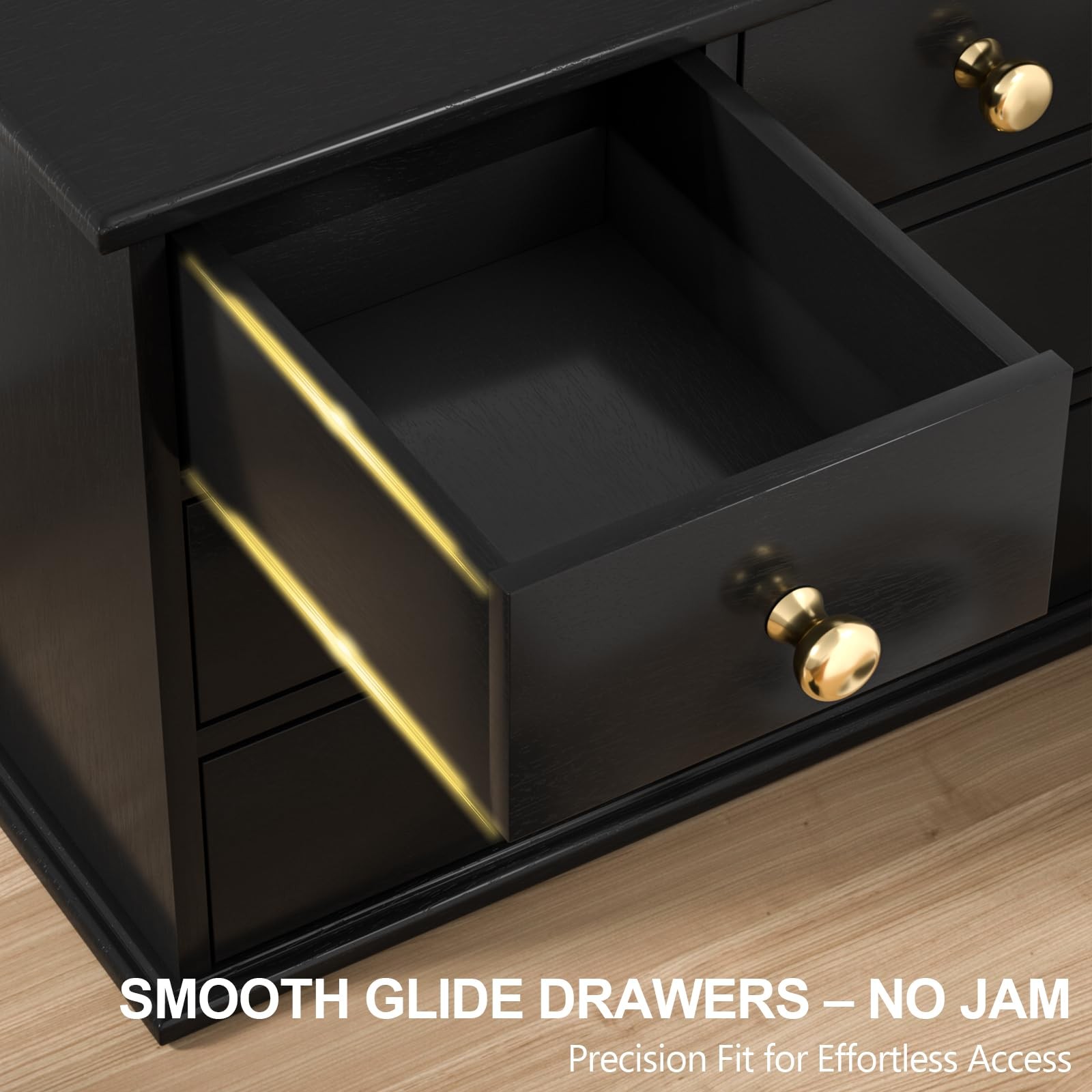Oak Desk Organizer with Drawers, Durable Wooden Desktop Storage Box with Meta…