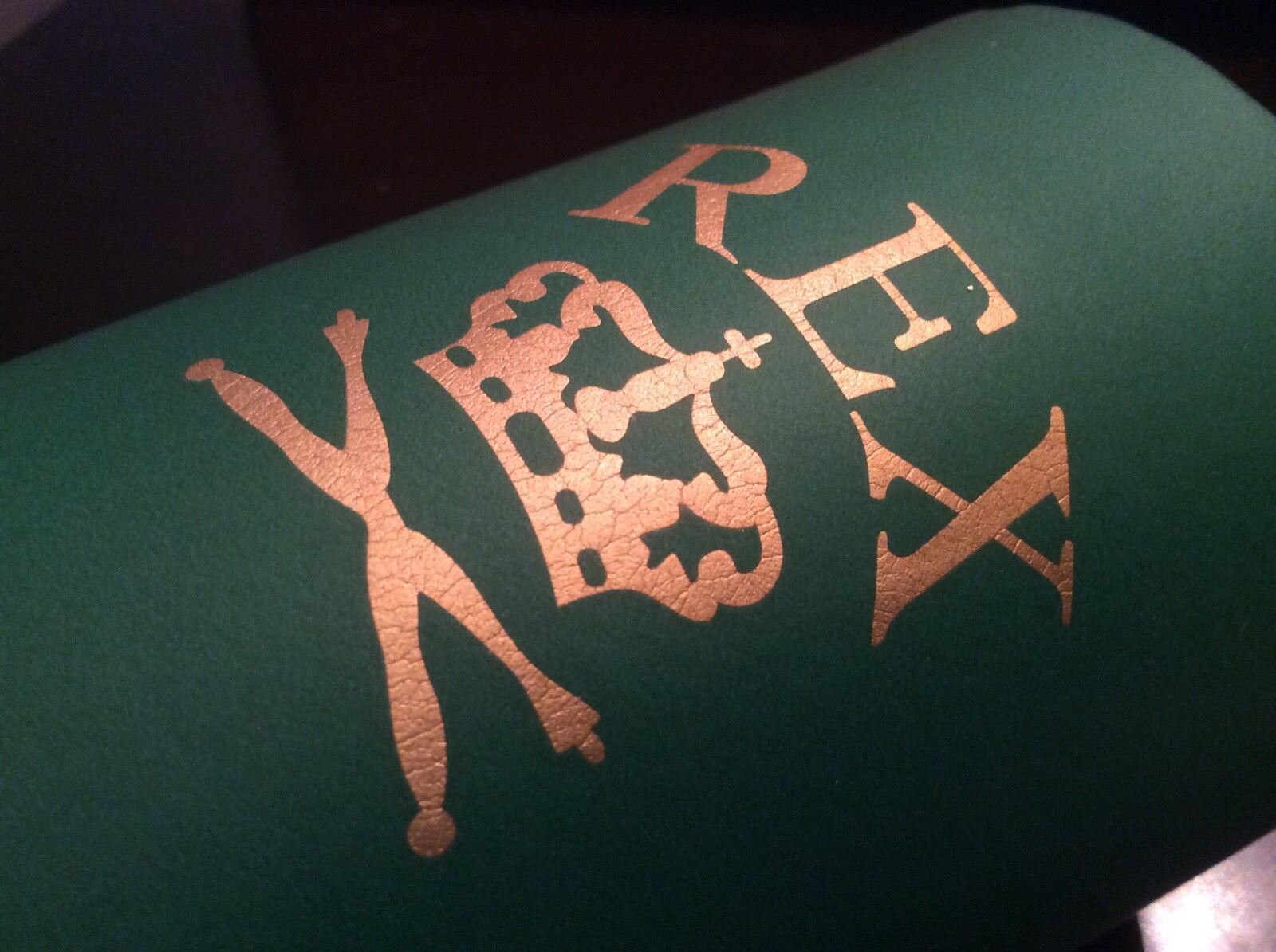 REX crown green pen pencil holder desktop Mancave gift gold spellout