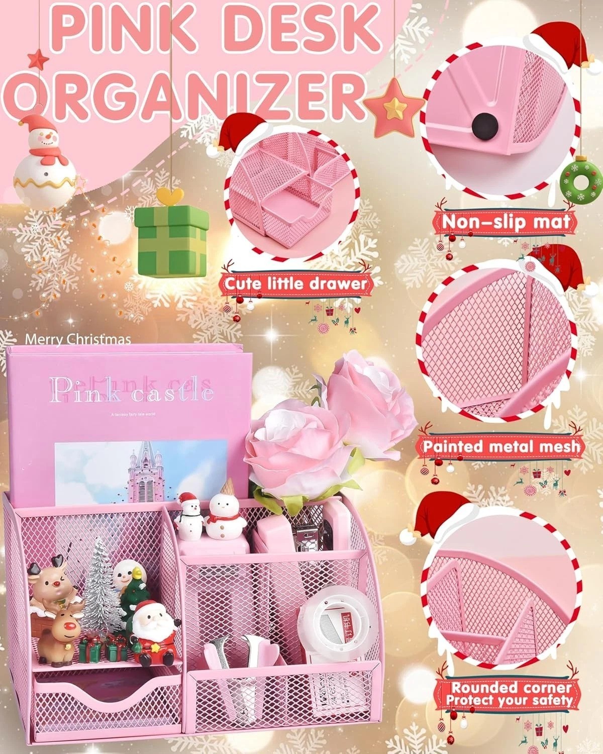 Modern 24-Piece Pink Office Supplies Set – Ultimate Workspace Beautification