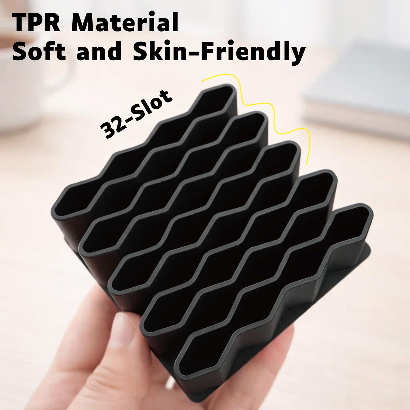 Ointment Tube Organizer Holder, Wave Design Desk Black and White