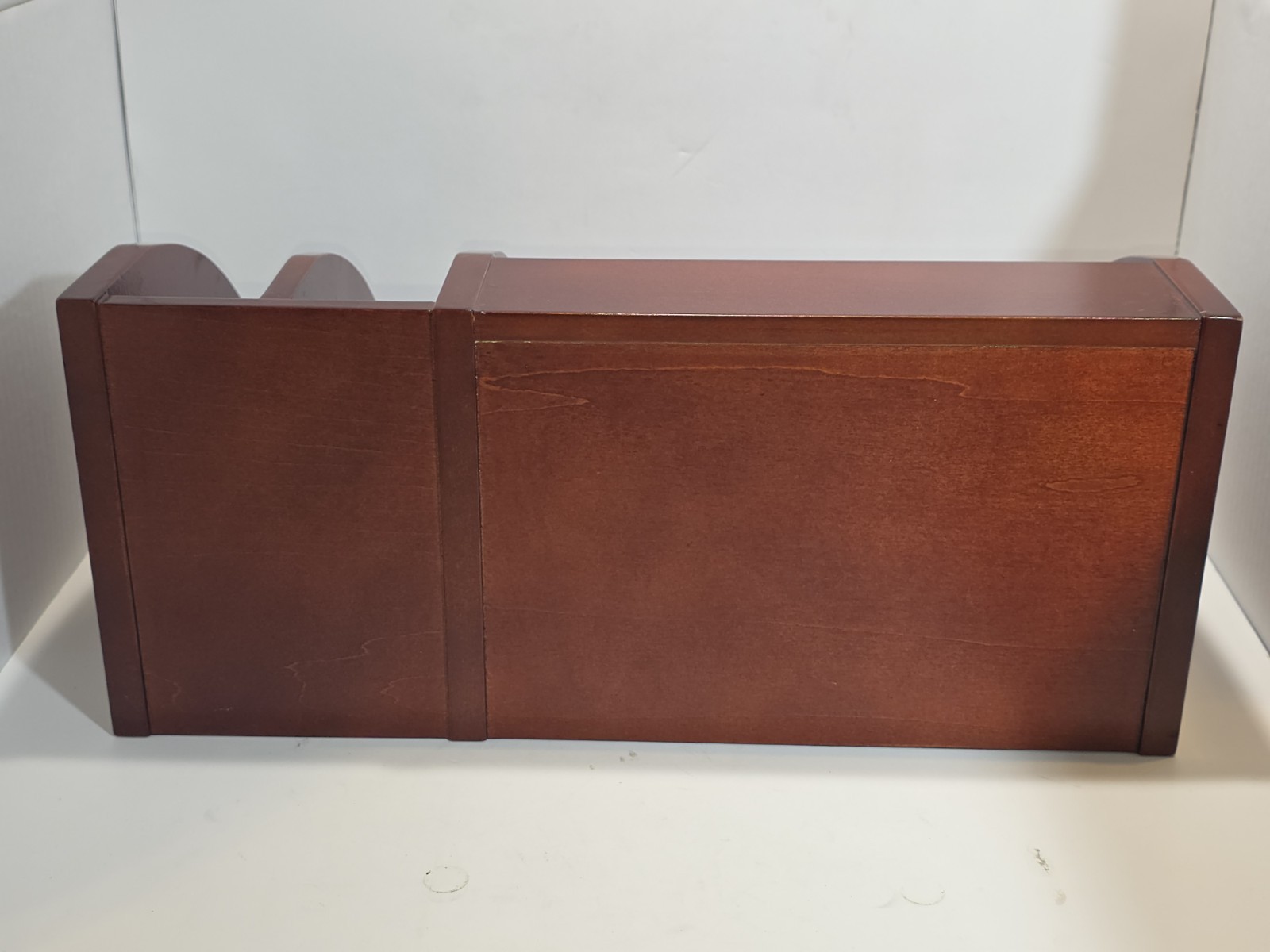 Mahogany Desk Organizer w/ Roll-Top Storage & Drawer 15 × 8