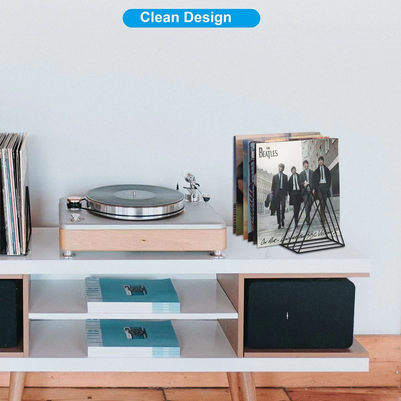 Vinyl Record Holder Storage, 9 Slot Metal Magazine Book Album Display Rack, S…