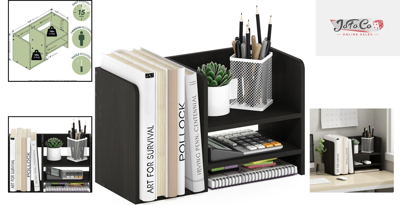 Compact and Lightweight Desktop Organizer with File Holder – Espresso