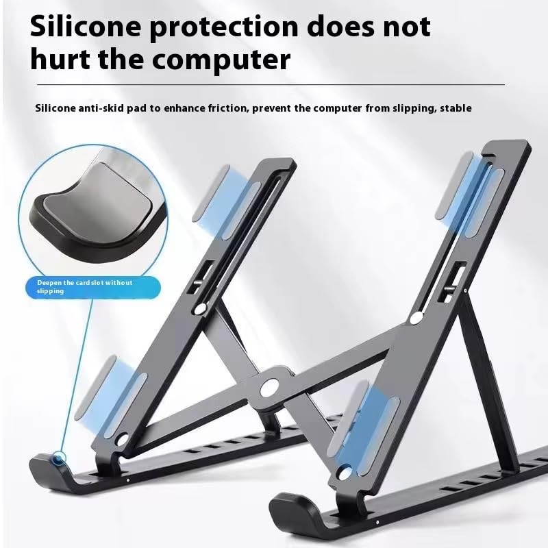 Osswe Premium Portable Aluminum Laptop Stand for Desk, 7 Black And Silver