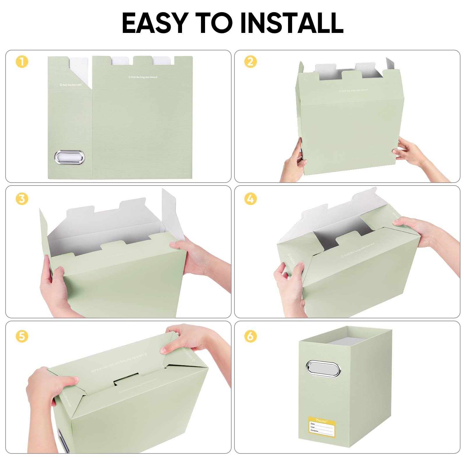 BALEINE File Organizer Box, Cardboard 12.25 x 5.38 x 9.75 inches, Beige